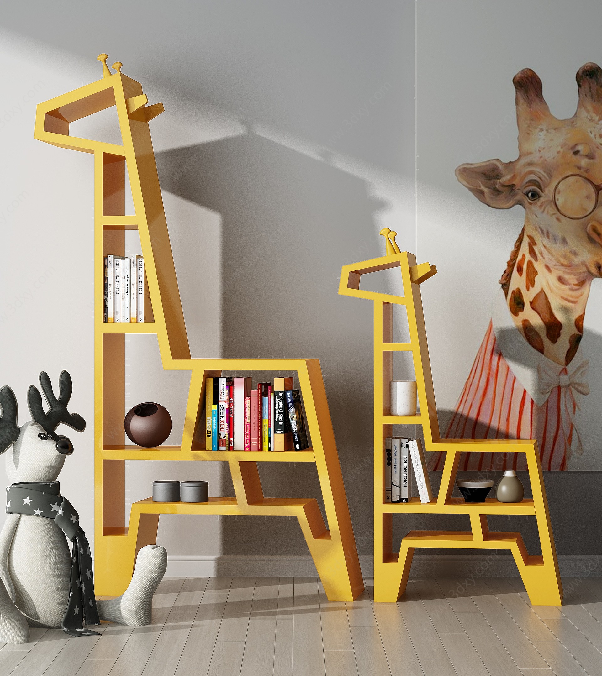 长颈鹿造型儿童书架3D模型