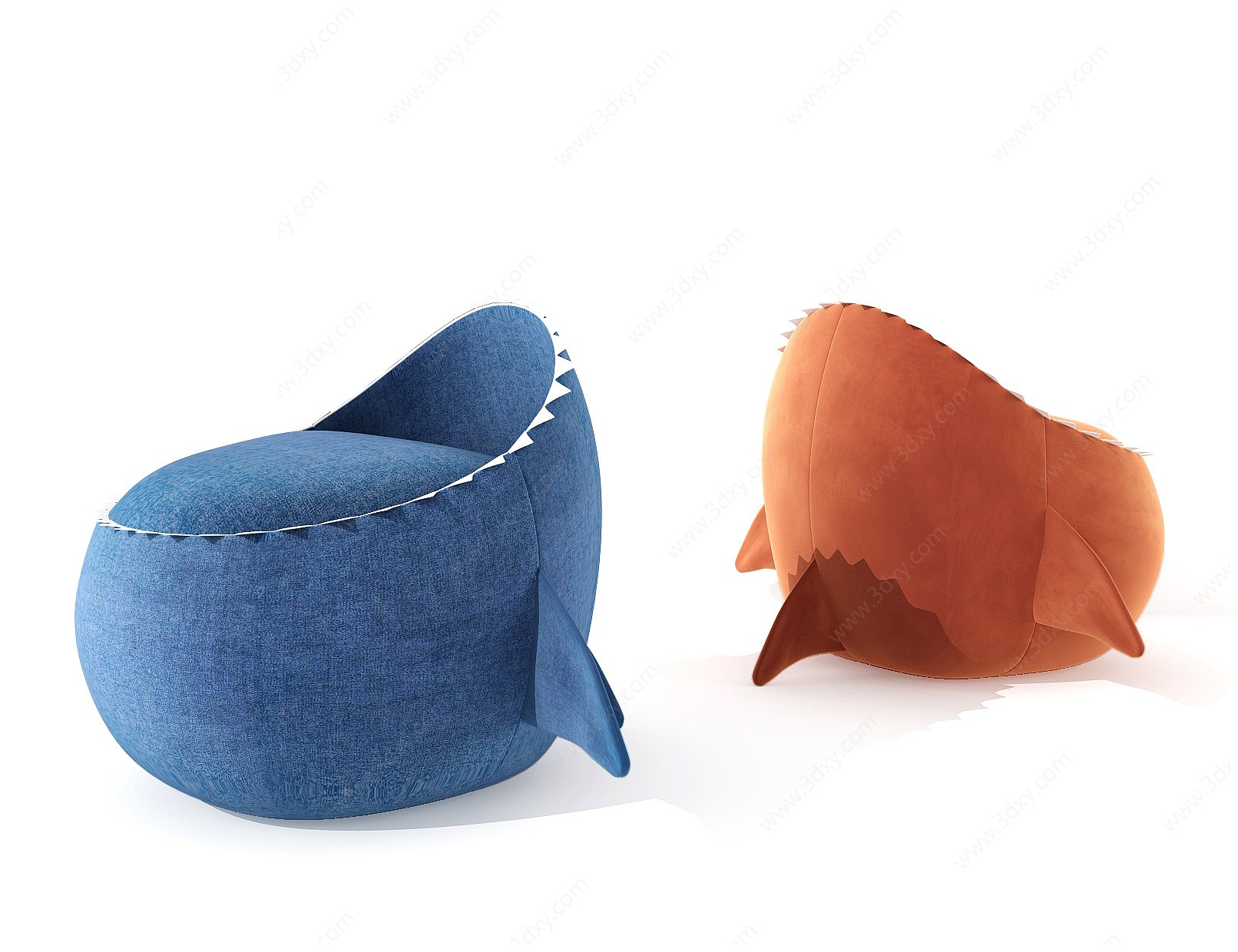 卡通鲨鱼儿童沙发3D模型