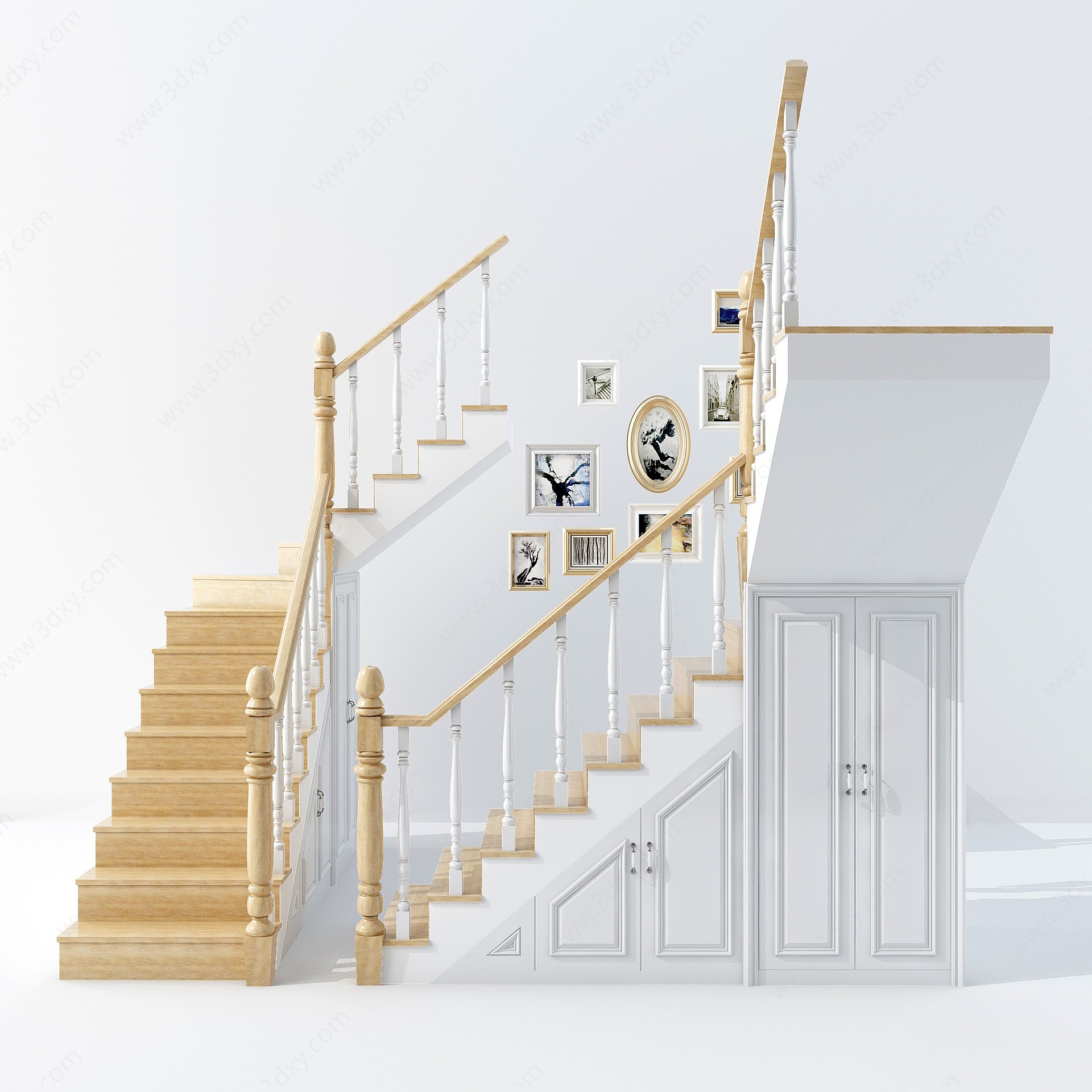 简欧楼梯楼梯扶手3D模型