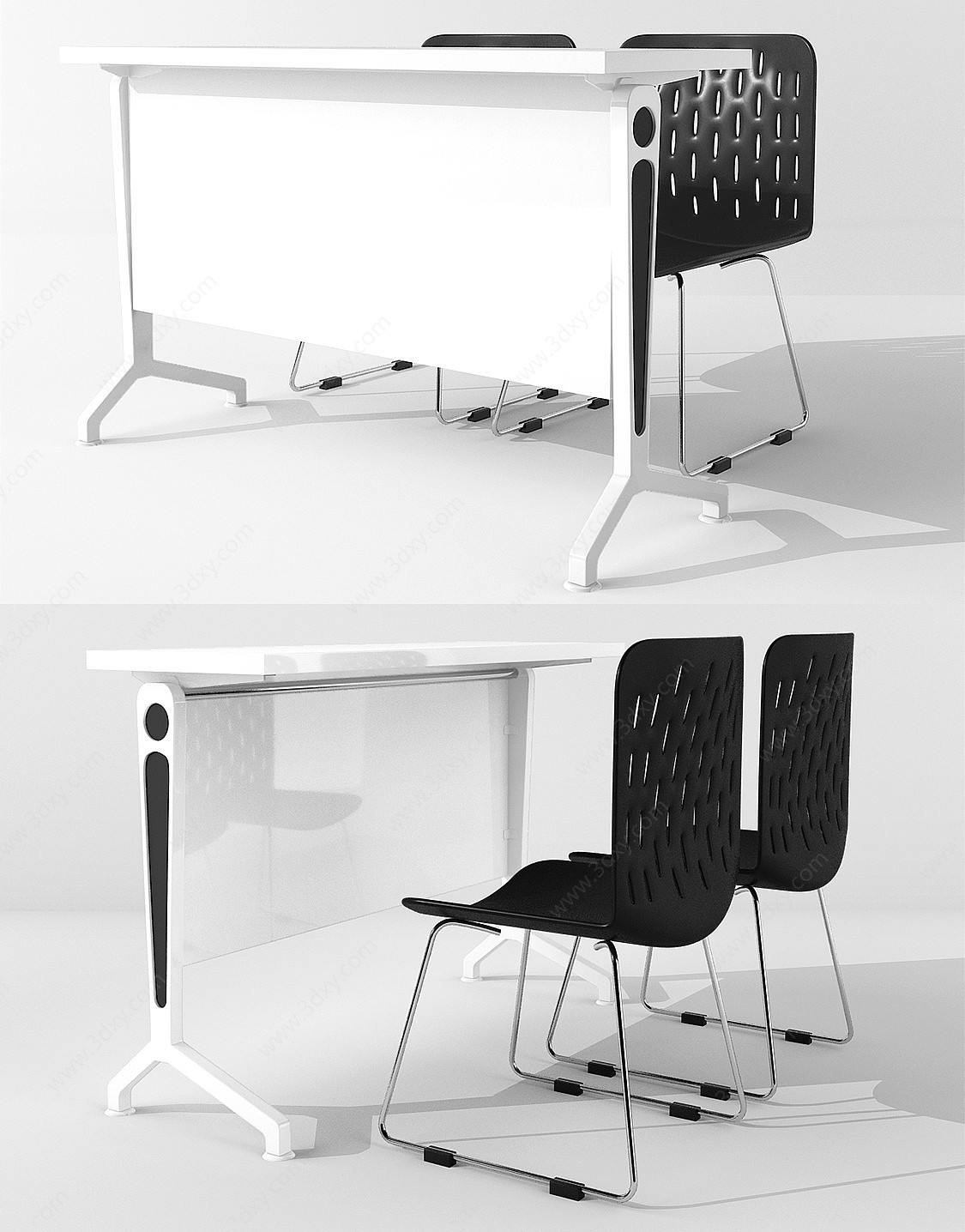 现代培训桌折叠桌椅子3D模型