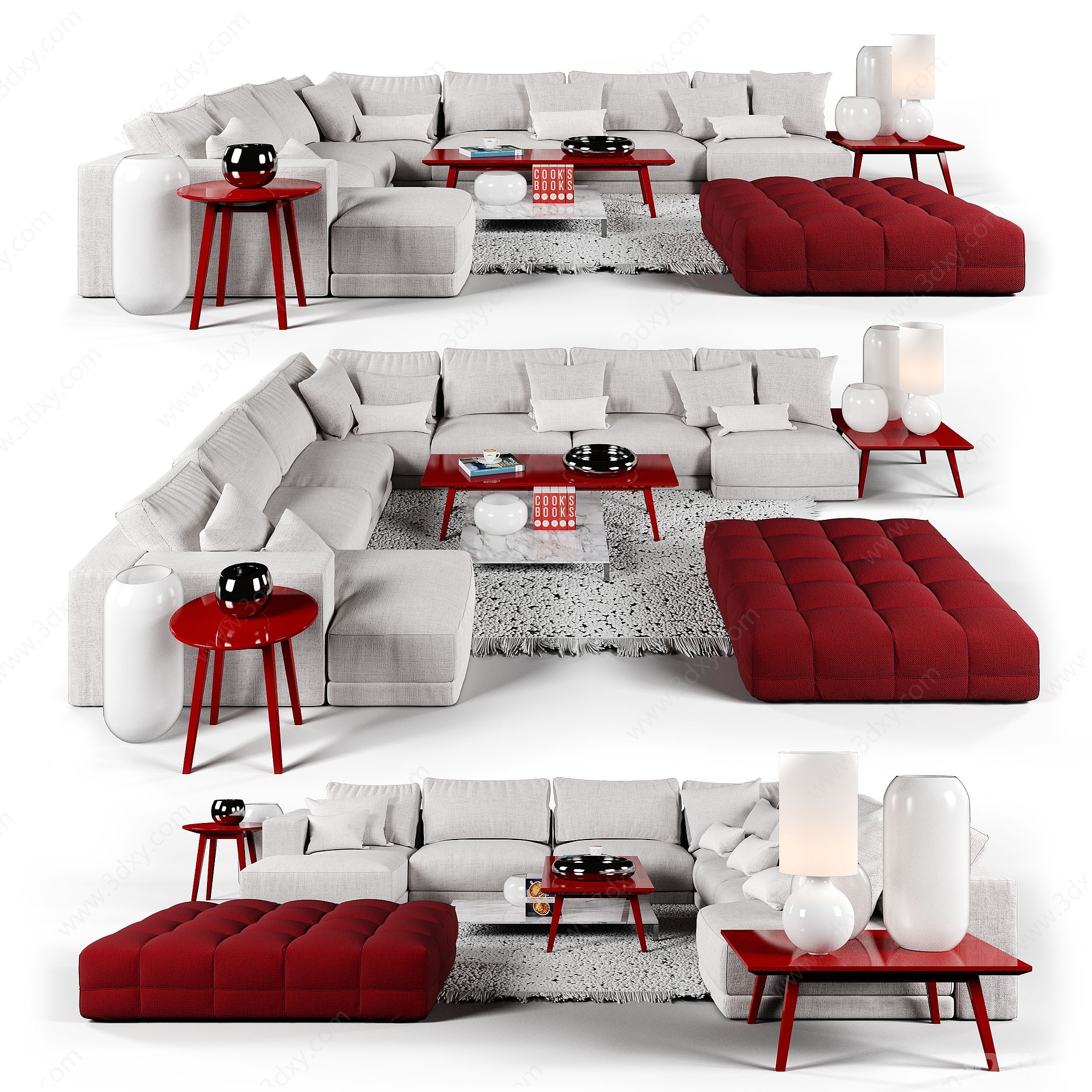 现代客厅转角沙发3D模型