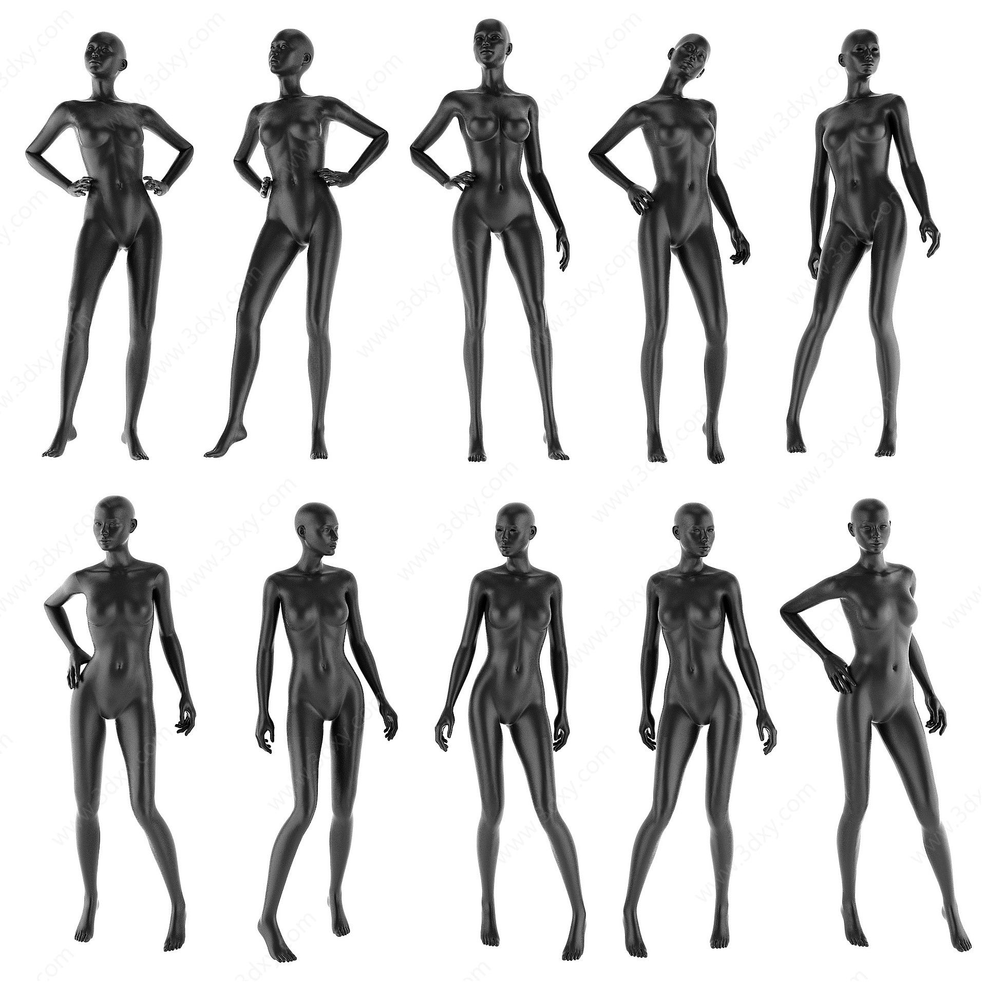 现代女性人体模特组合3D模型