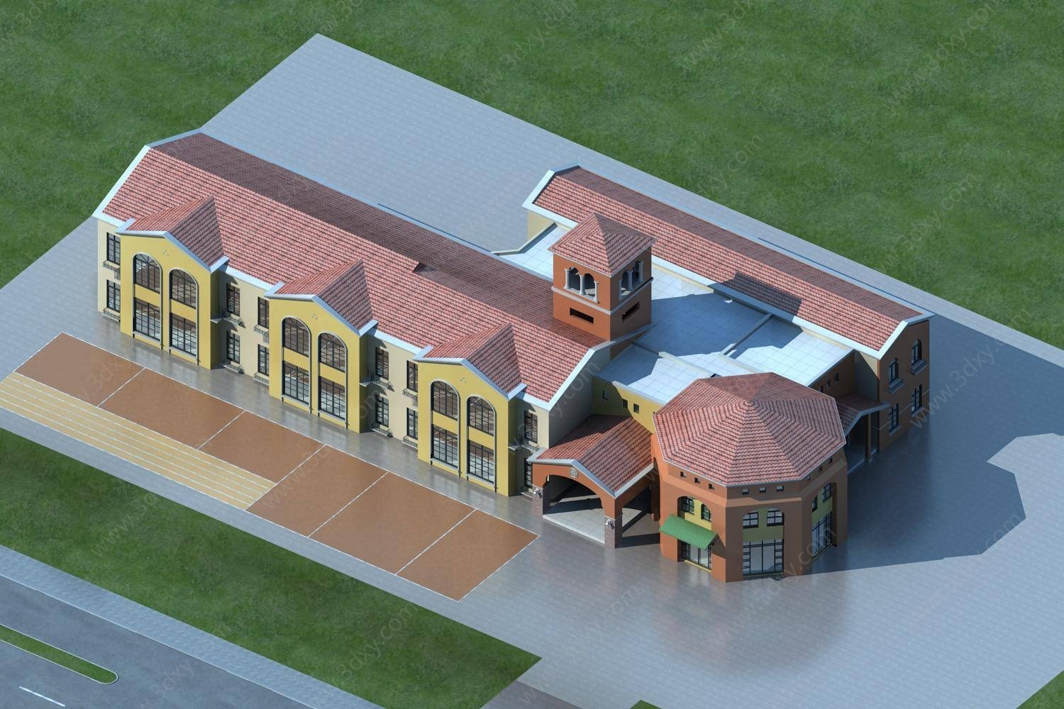 简欧欧式幼儿园建筑3D模型