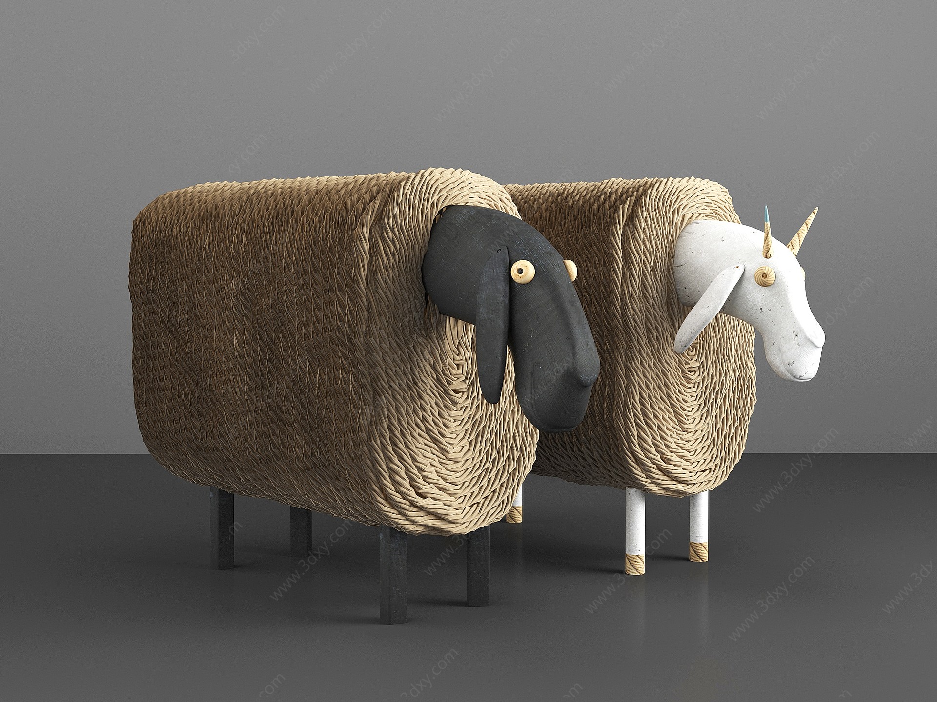 绵羊公仔玩具摆件3D模型