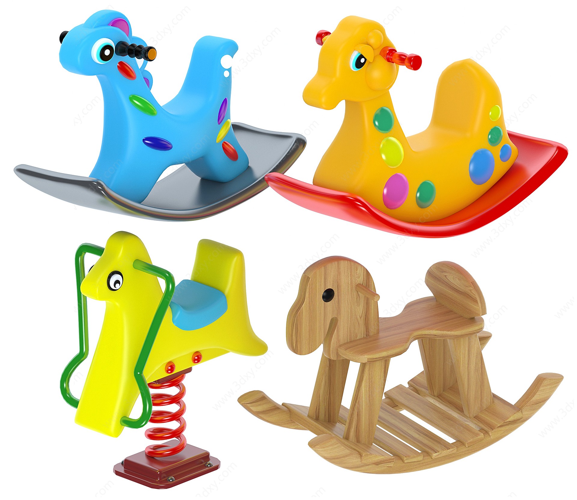 现代儿童木马玩具3D模型