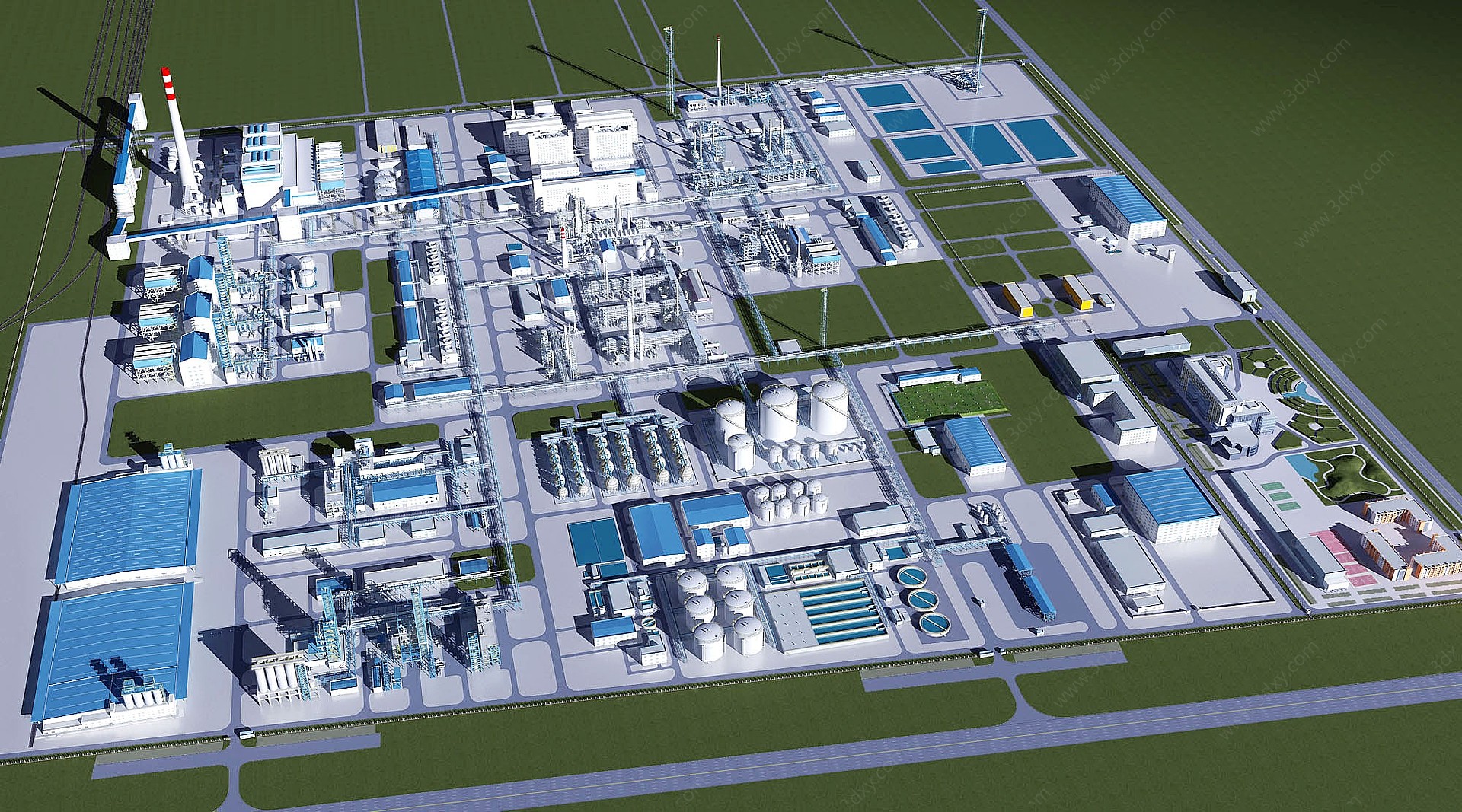 现代工业设备厂区厂房3D模型