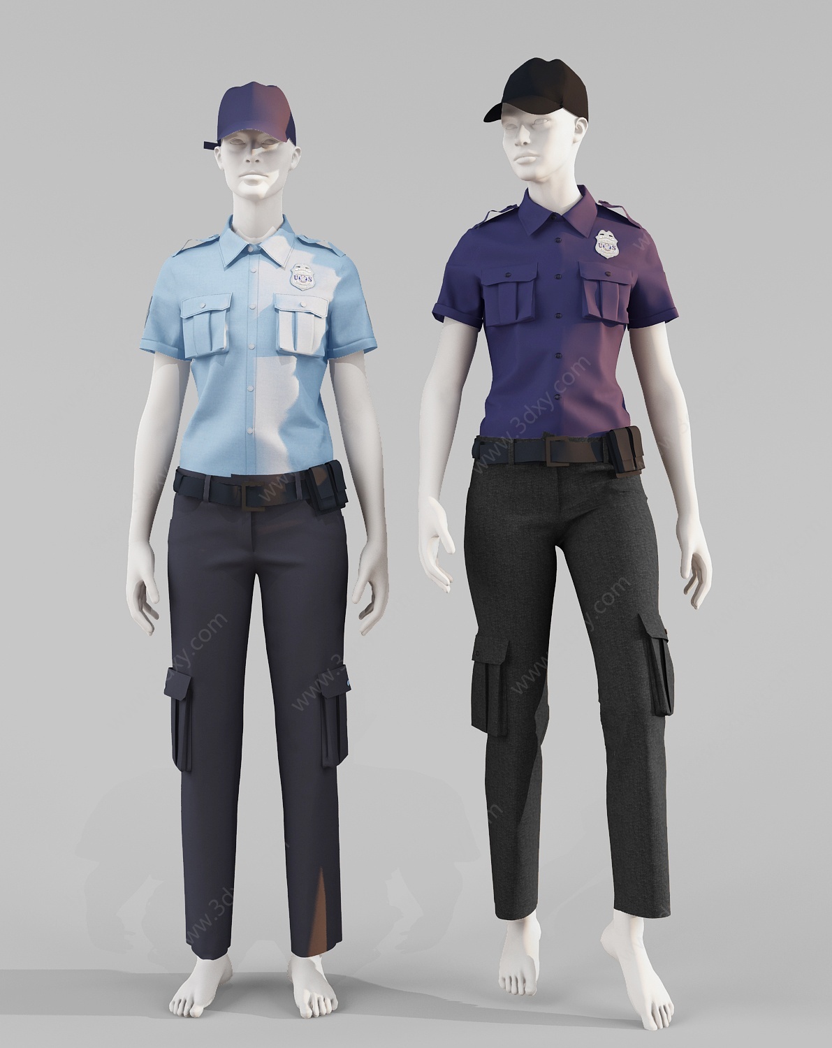 现代警察警服服装模特3D模型
