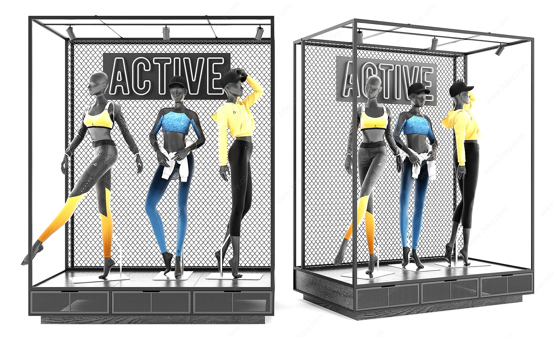 服装橱窗展台展架3D模型