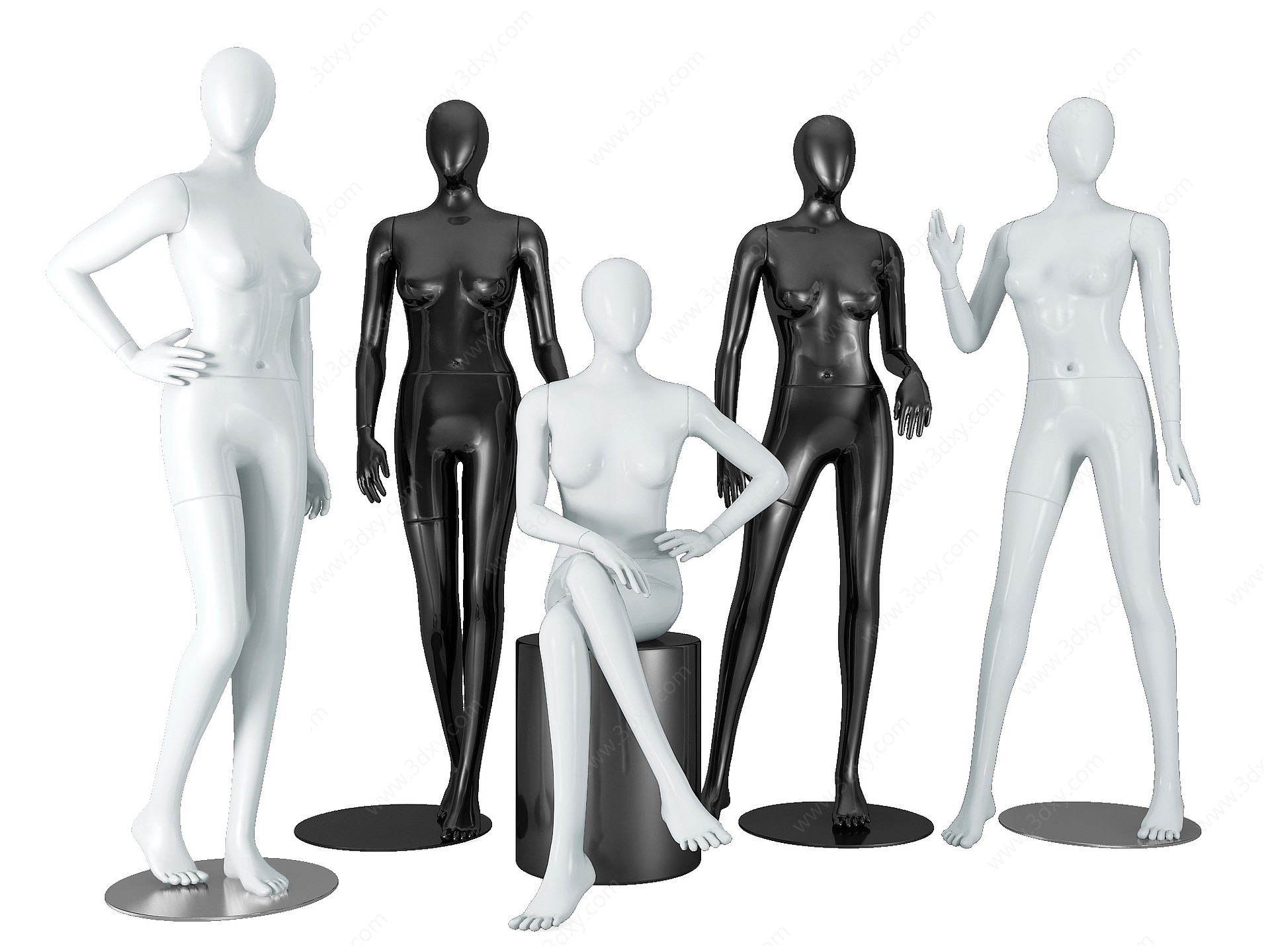 现代塑料服装模特3D模型