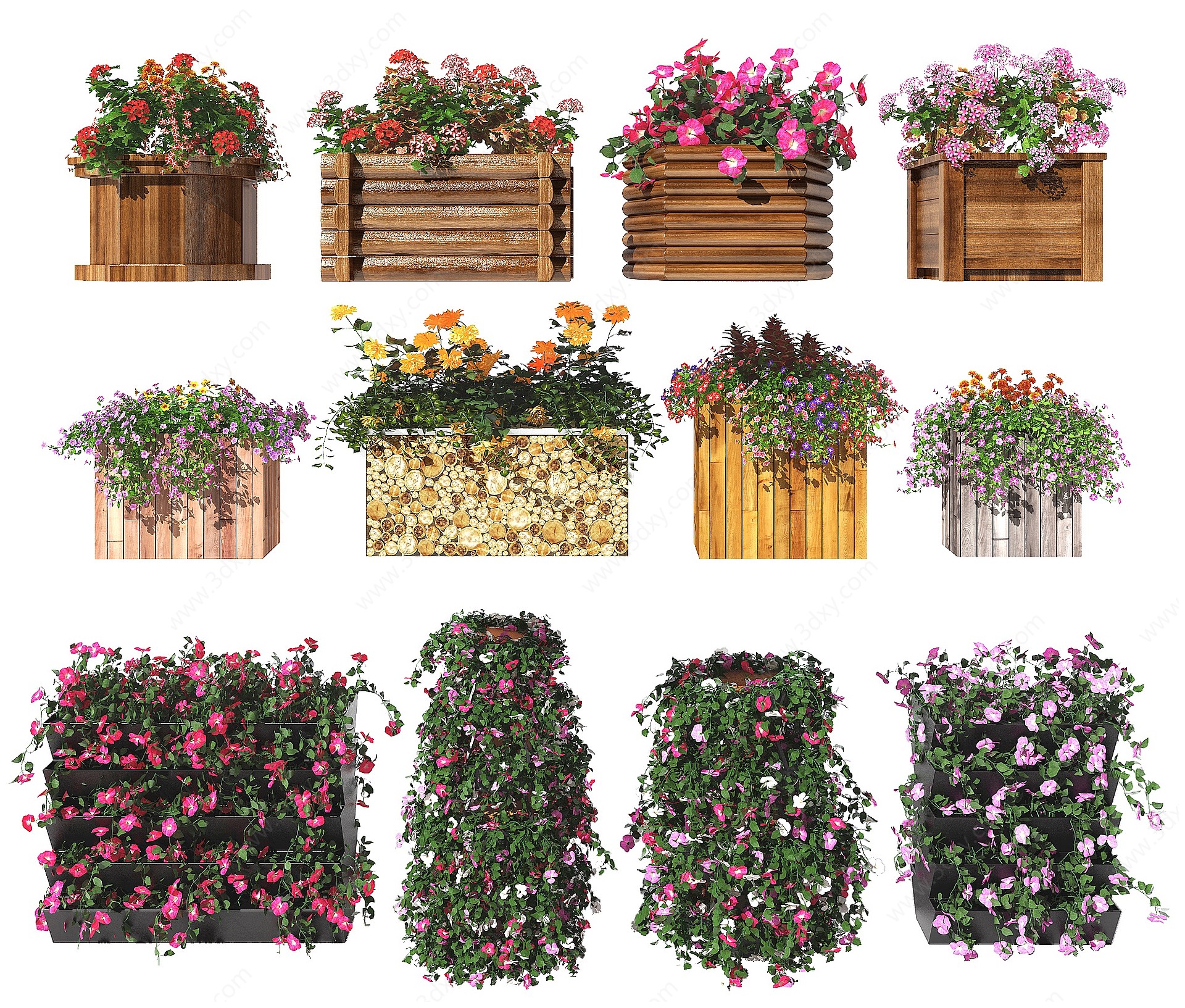 户外景观花卉花箱3D模型