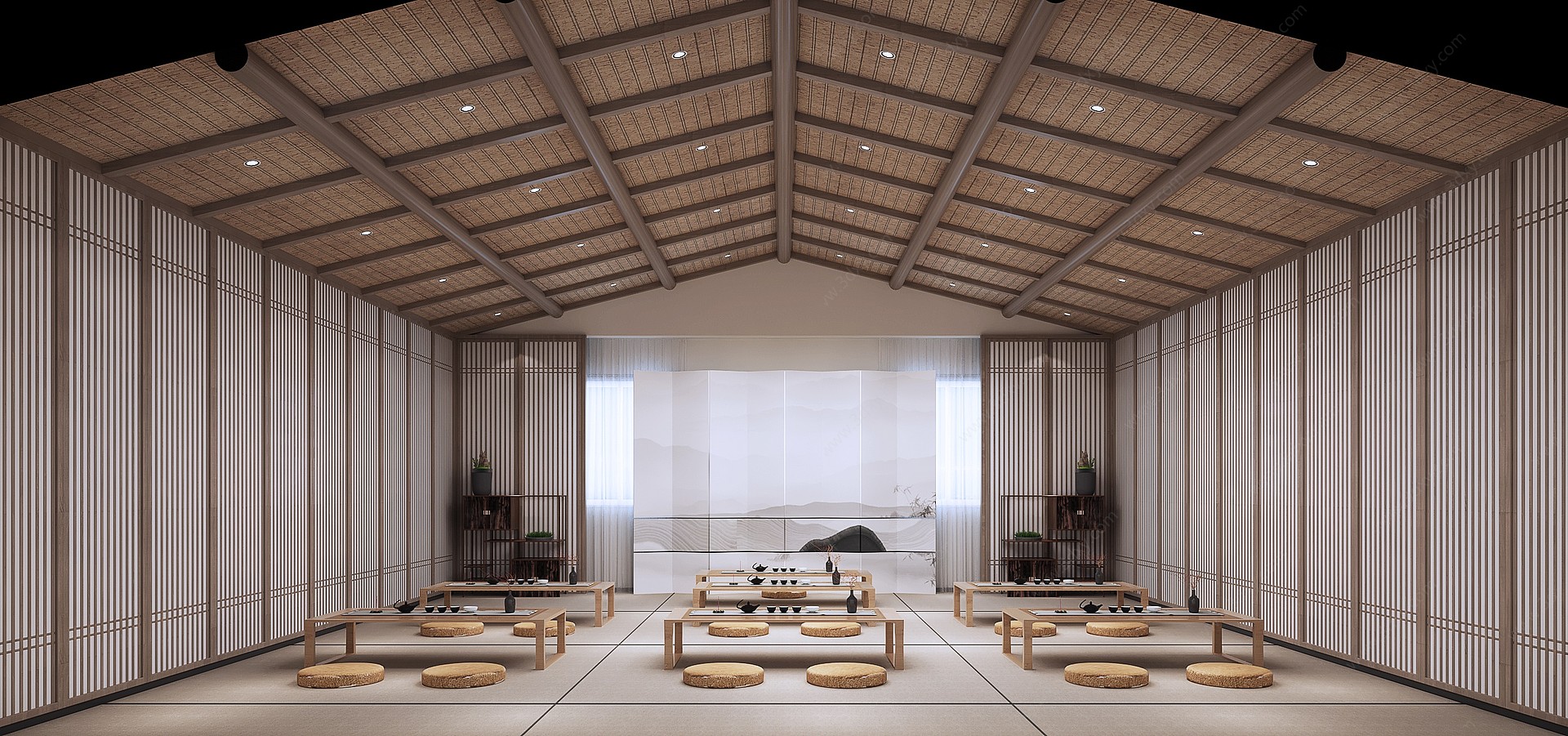 新中式茶艺教室茶室禅室3D模型