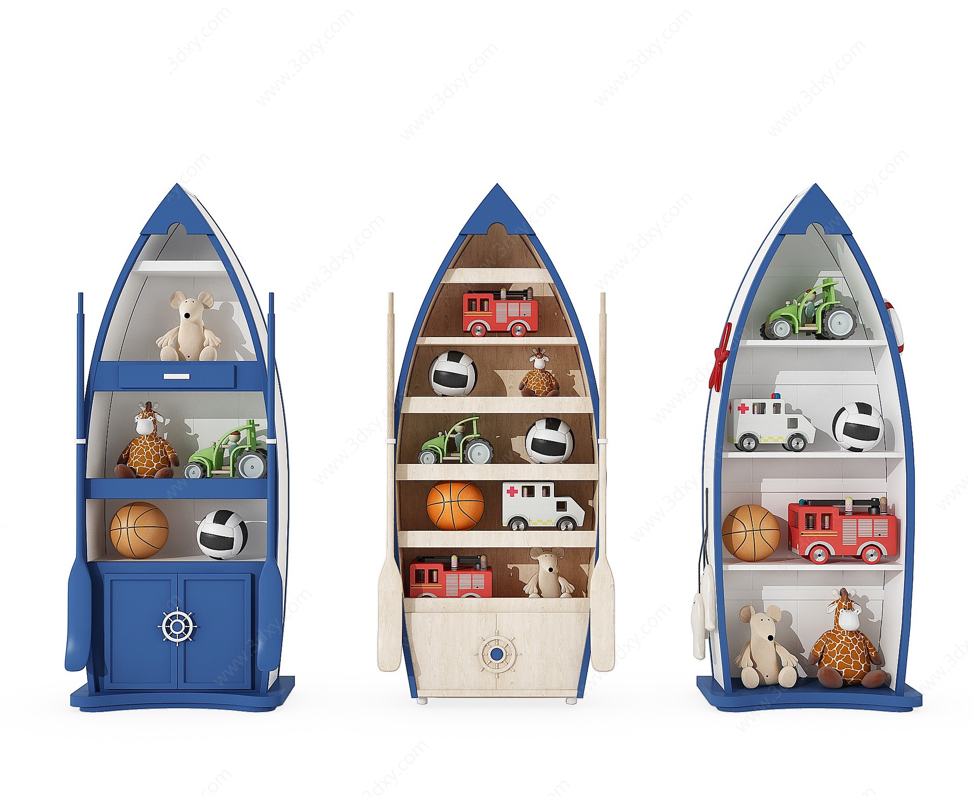 地中海帆船儿童玩具柜3D模型