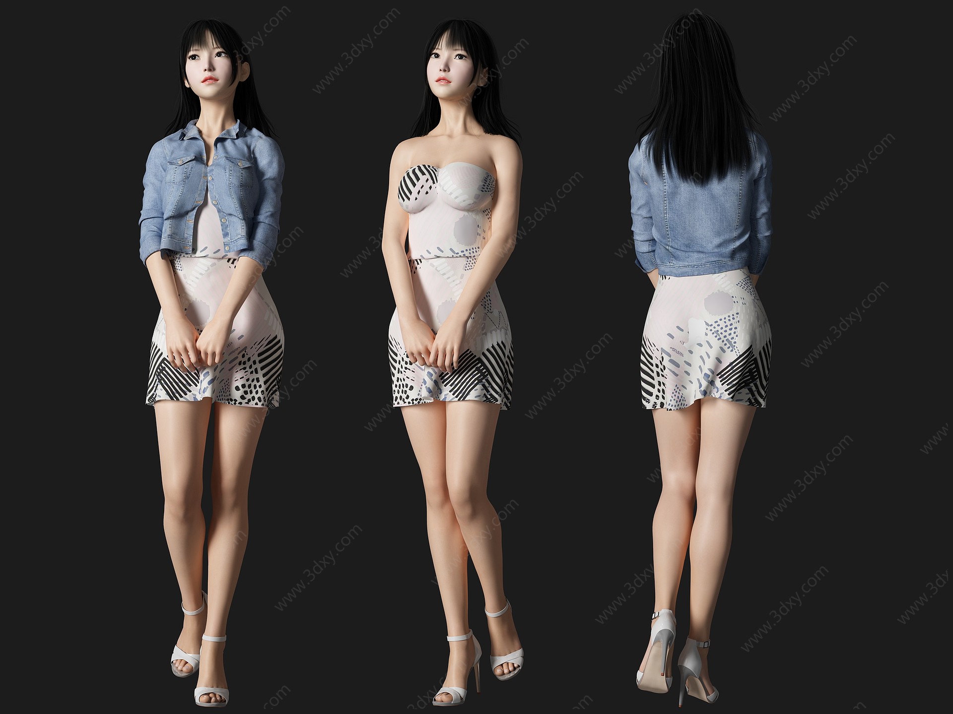 短裙美女人物3D模型
