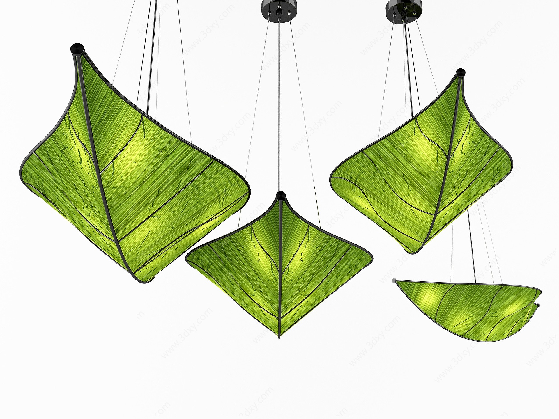 新中式大叶子树叶吊灯3D模型