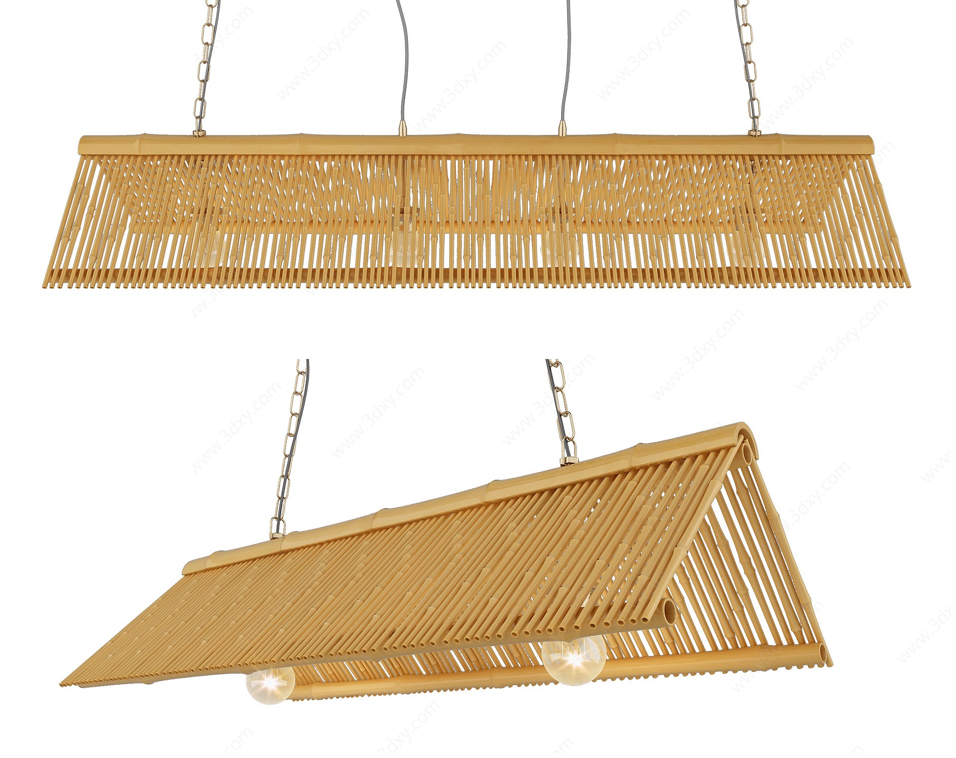 新中式竹竿屋脊吊灯吊饰3D模型