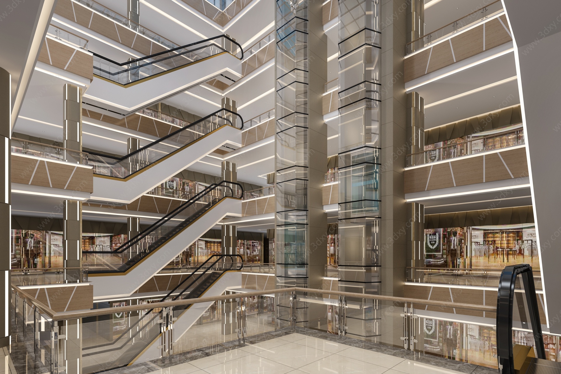 现代商场观光电梯3D模型
