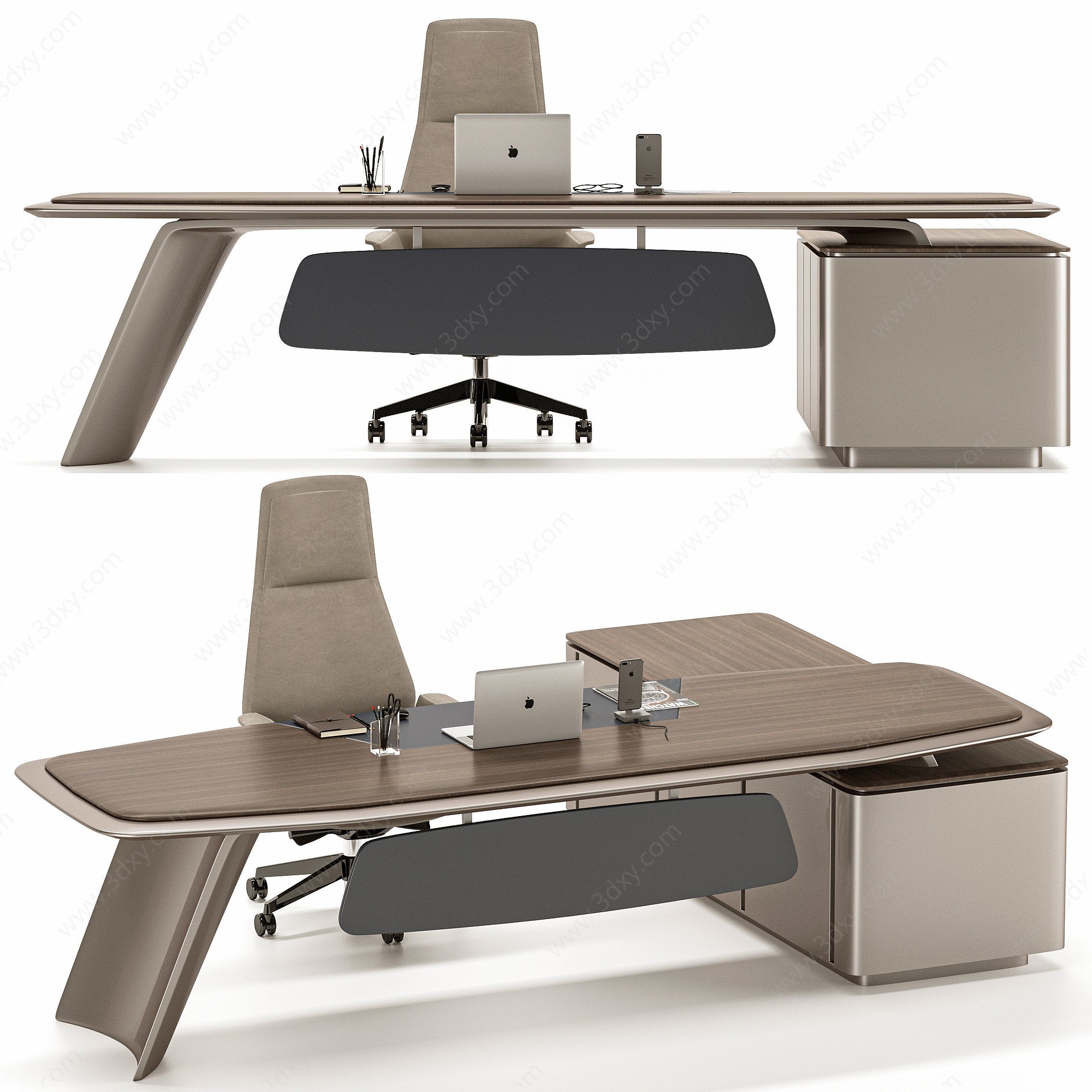 现代办公桌班台3D模型