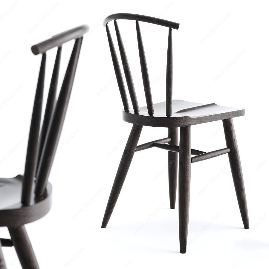 木质原木单人休闲椅子3D模型