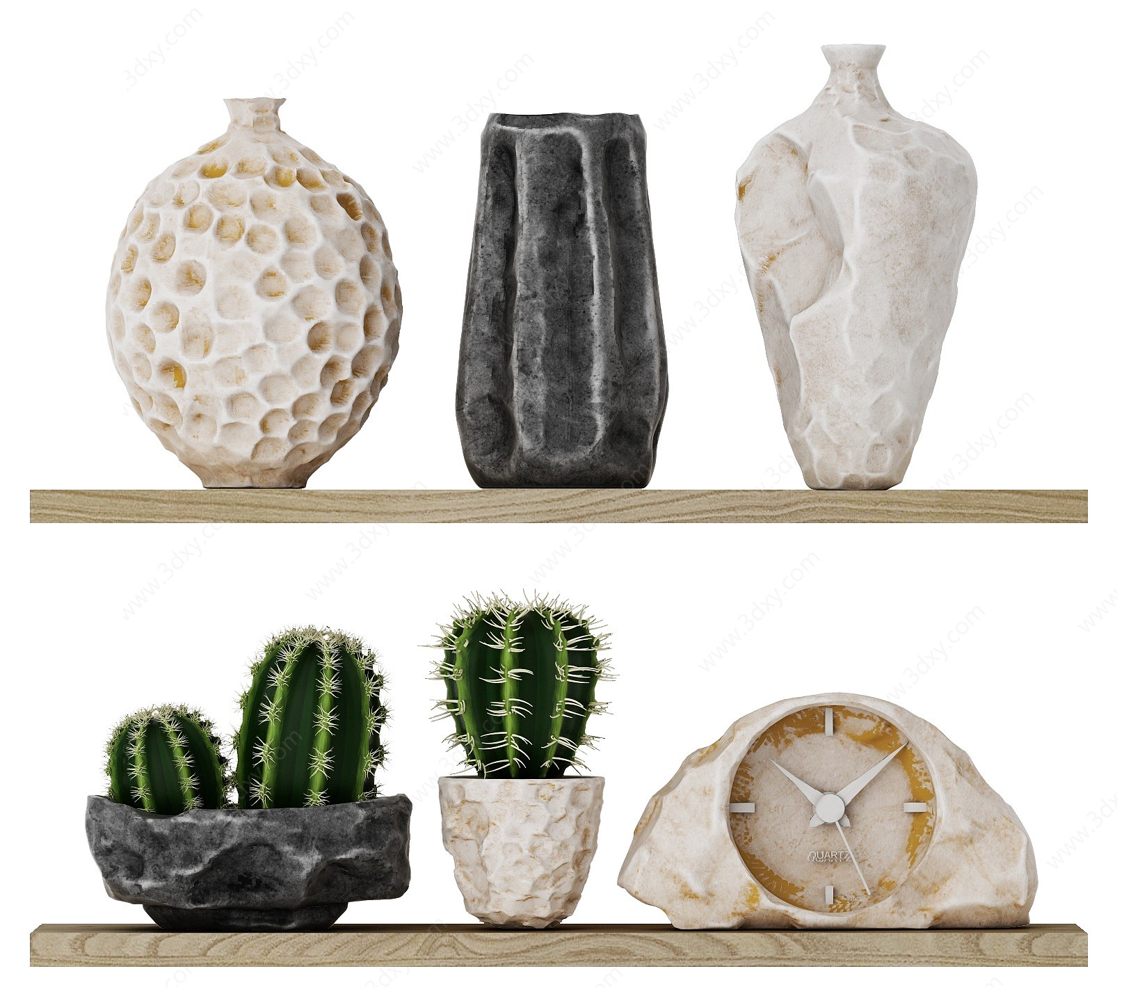 现代石头花瓶装饰品摆件3D模型