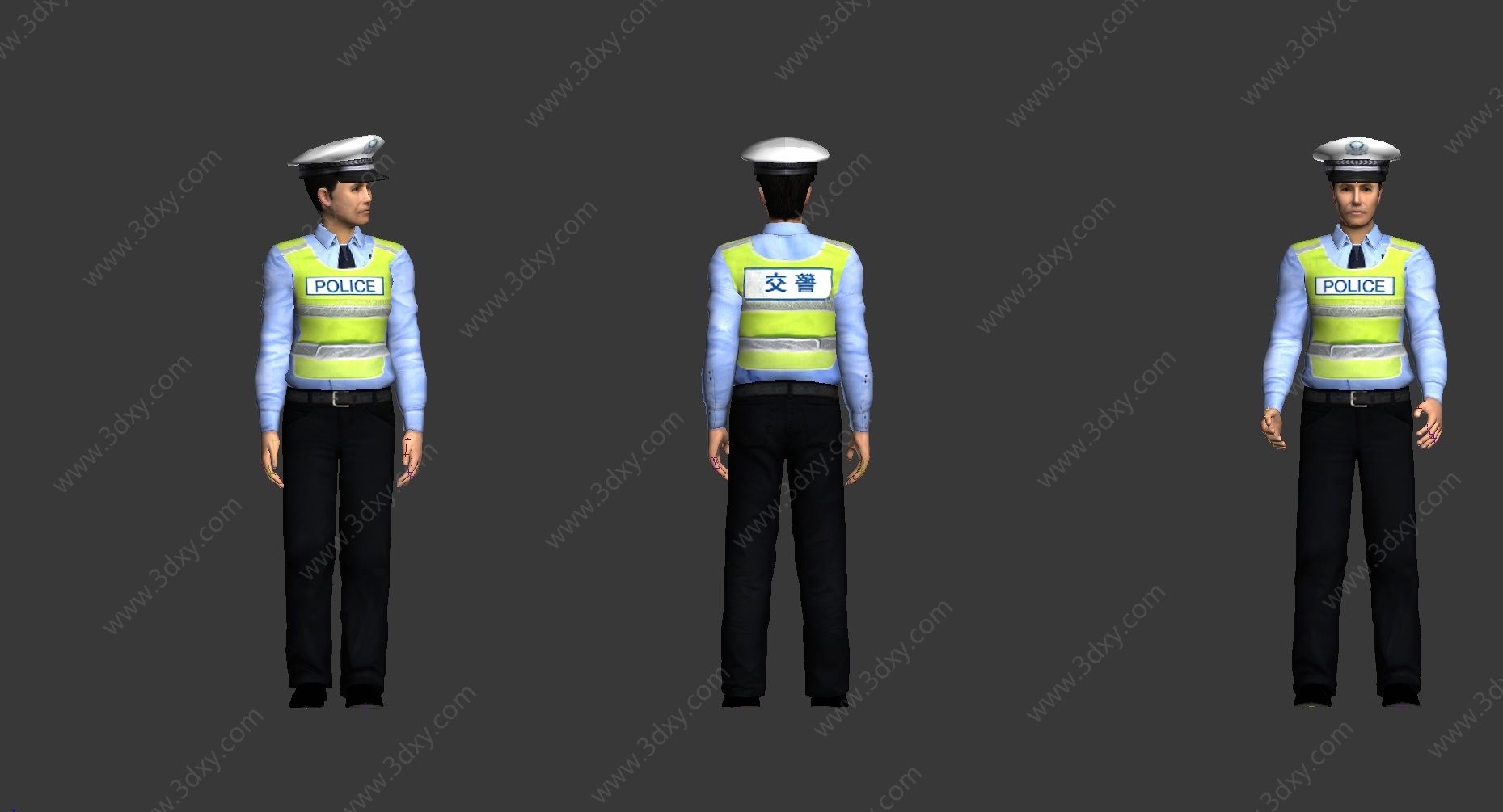 现代交警人物3D模型