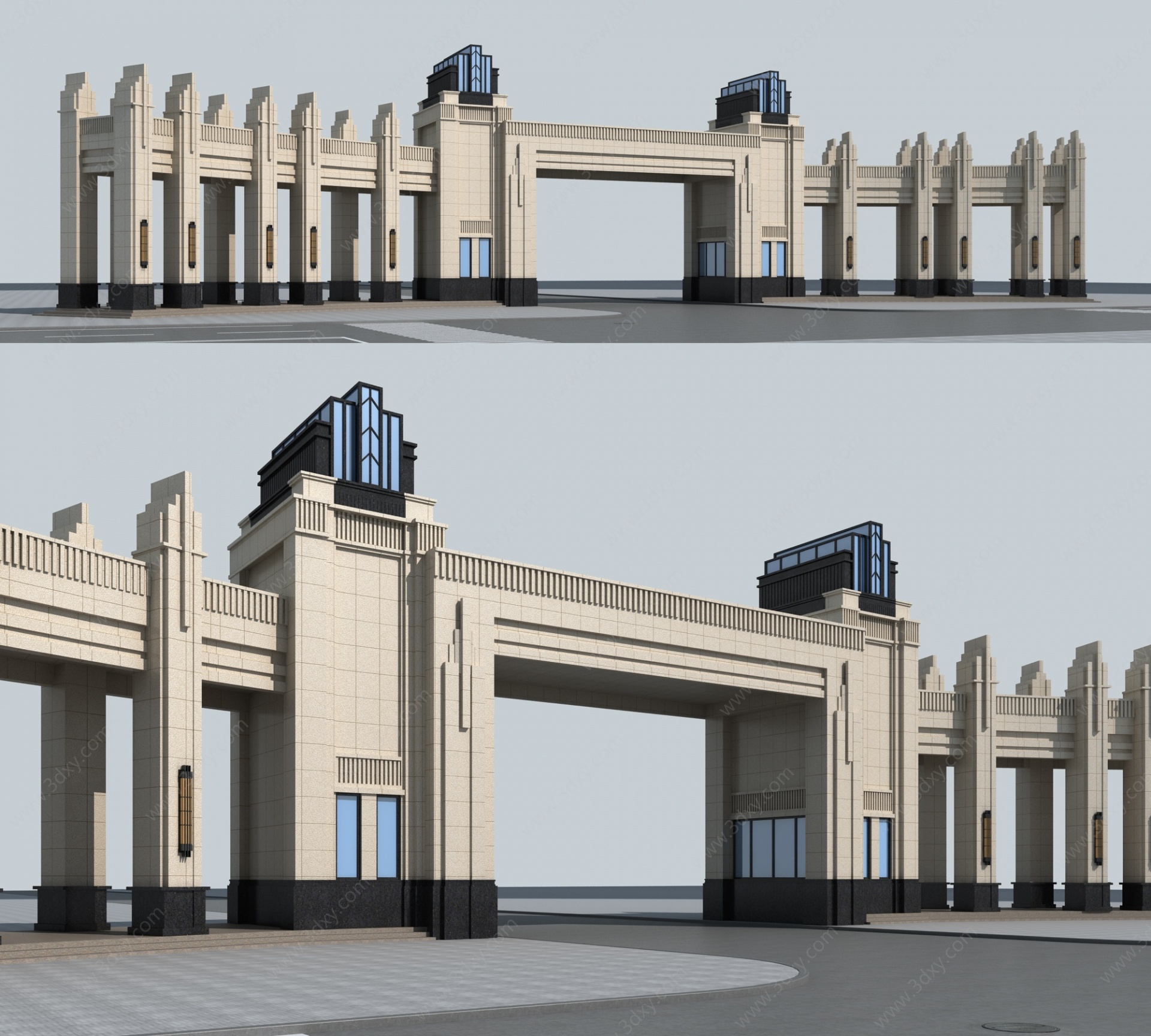 现代大门门房入口建筑大门3D模型