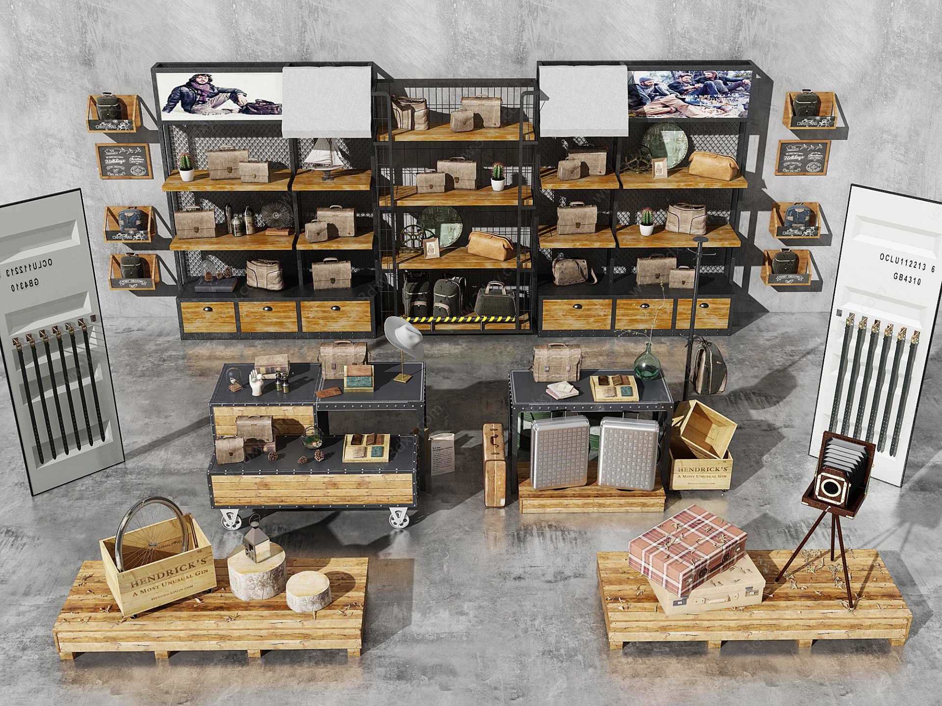 工业LOFT货柜货架3D模型