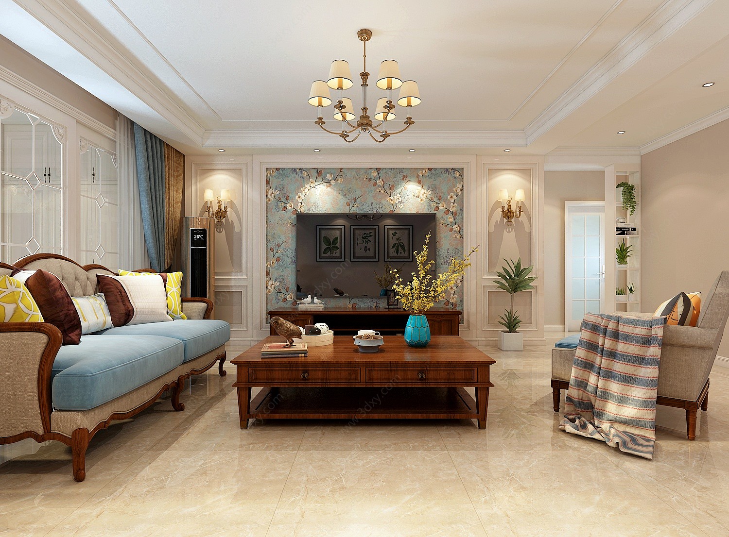 美式客厅沙发3D模型
