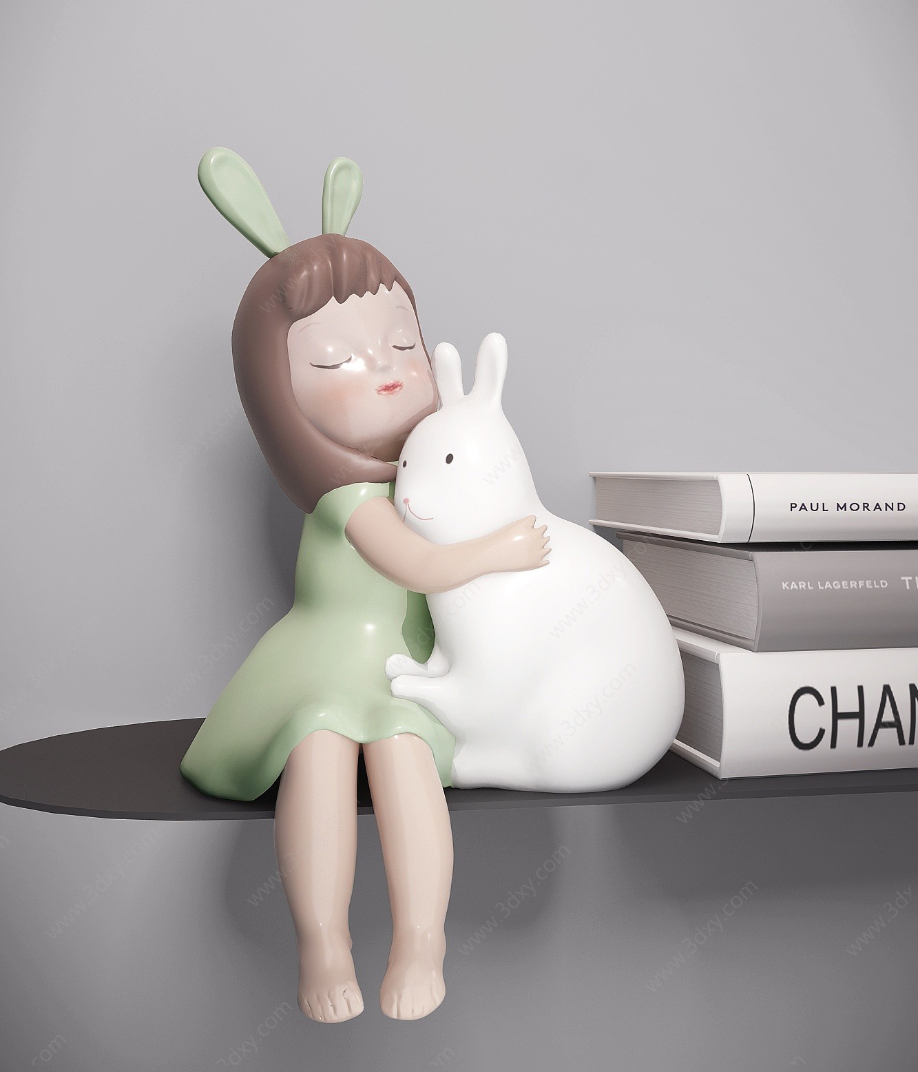 卡通人物兔子雕塑玩具3D模型