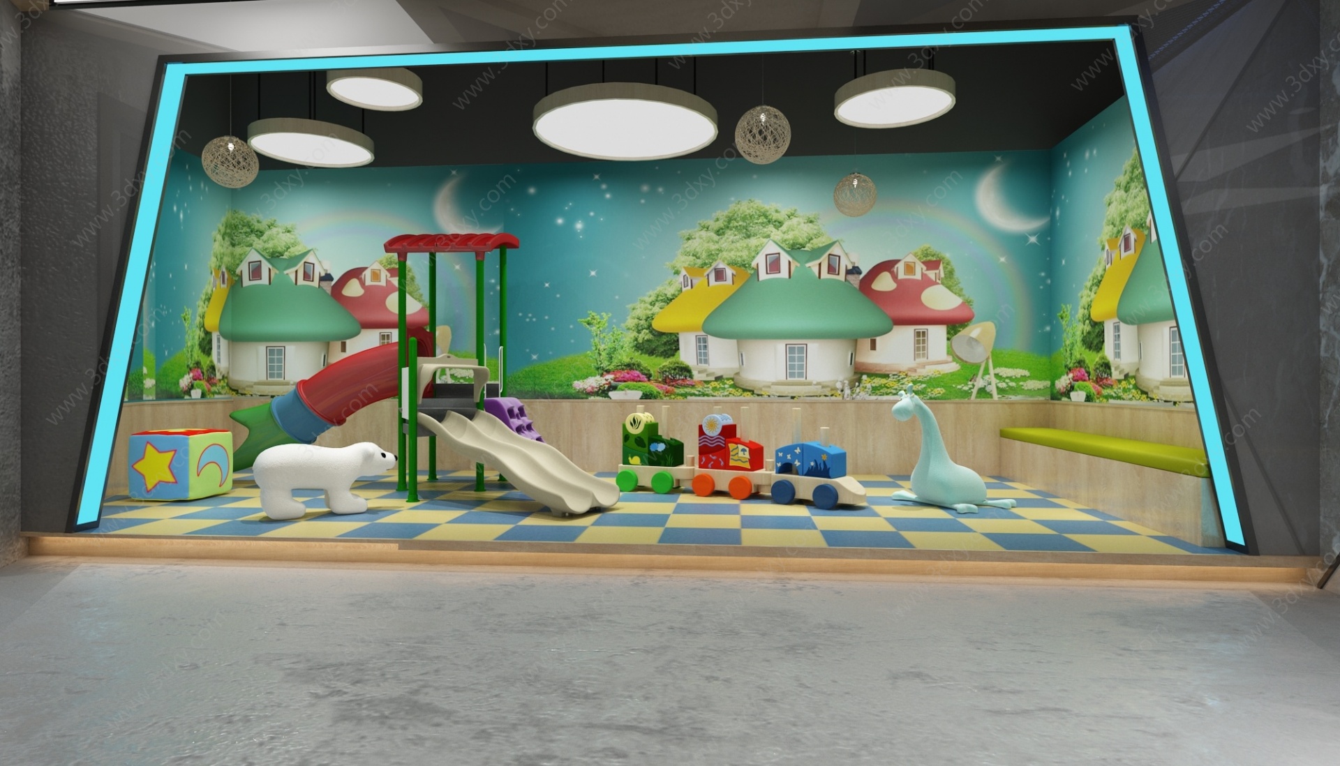 现代幼儿园儿童活动室3D模型