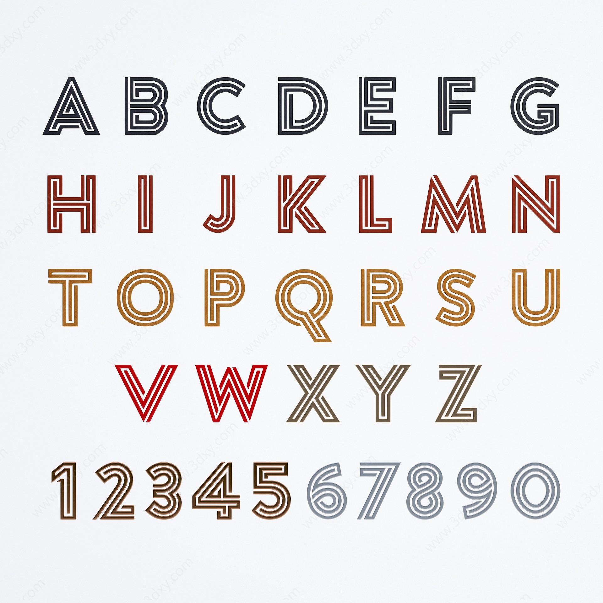 现代26字母装饰3D模型
