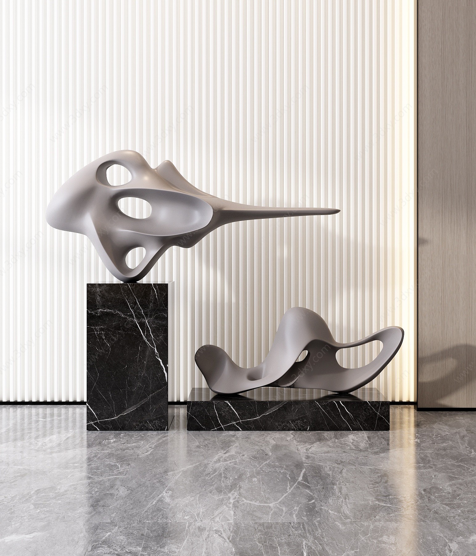 现代雕塑装饰摆件组合3D模型