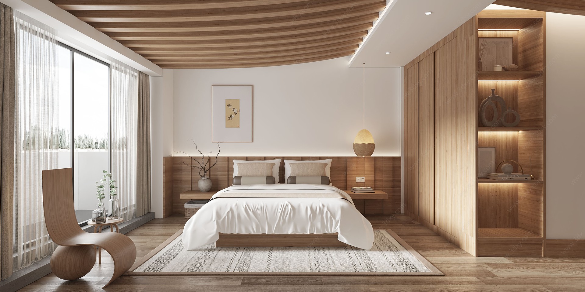 新中式民宿客房3D模型