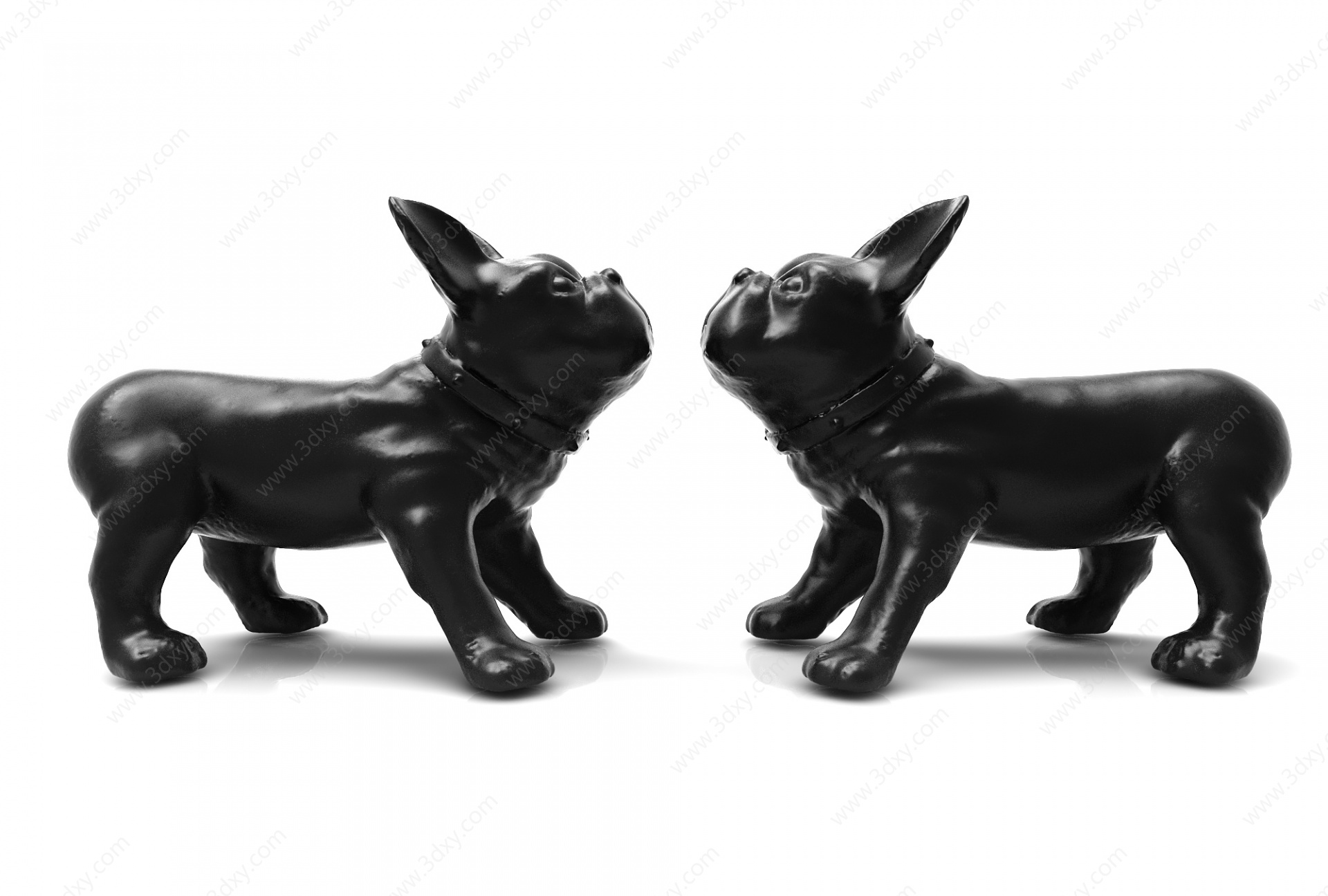 现代风格黑色小狗摆件3D模型