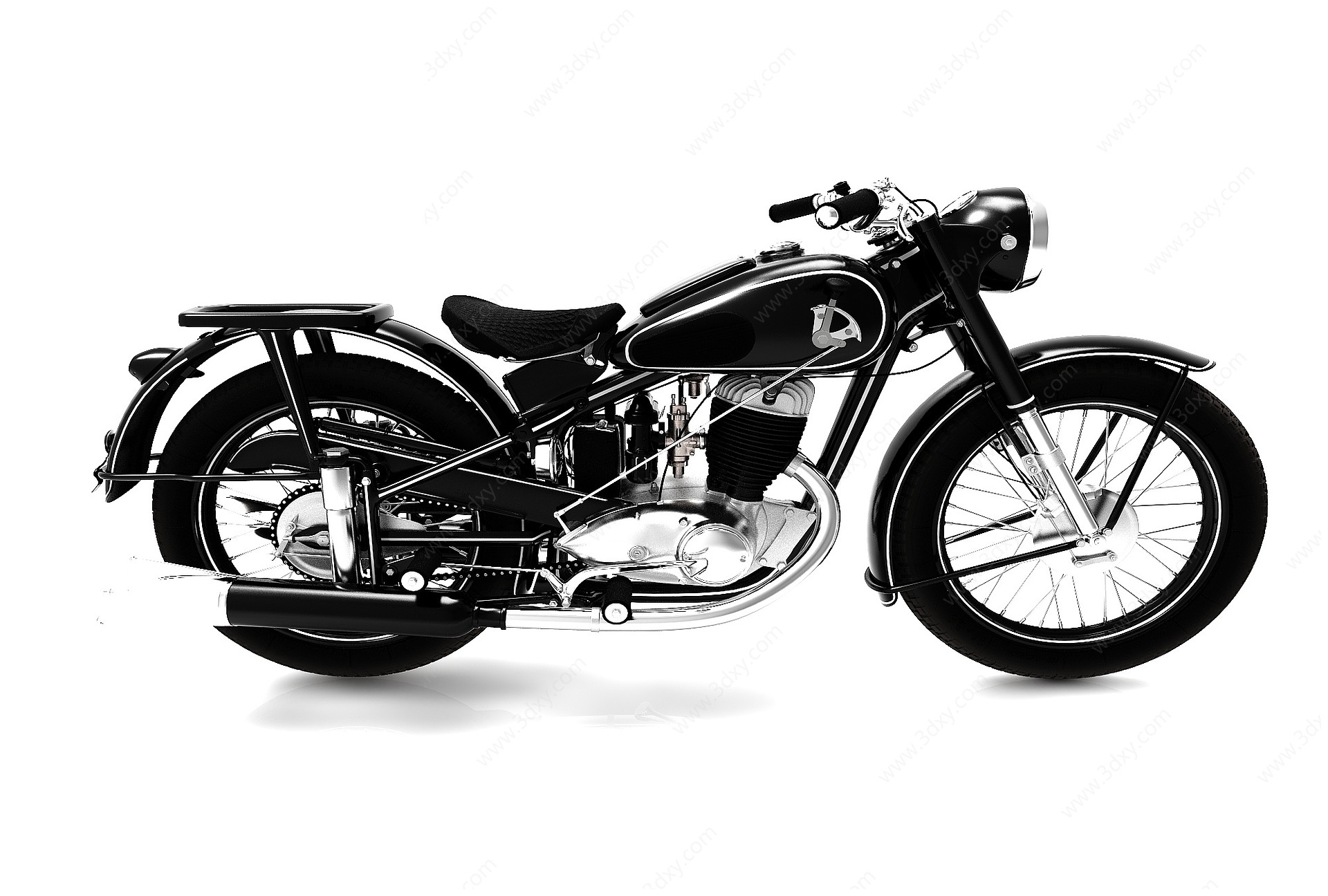 现代风格黑色摩托车3D模型