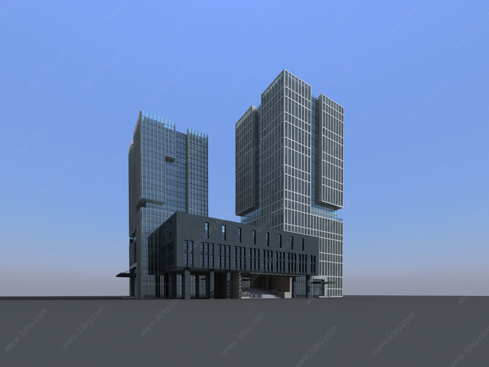 中式行政中心办公楼3D模型