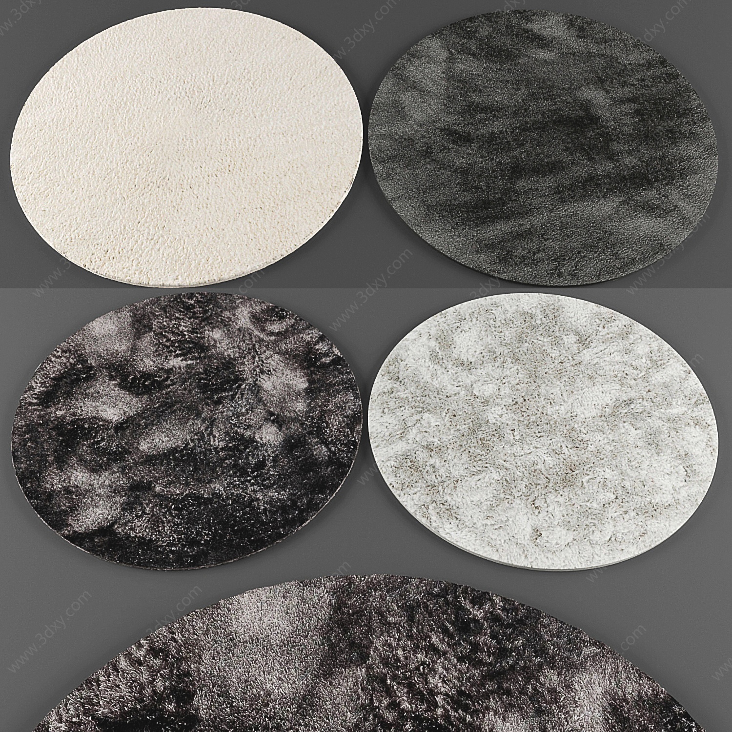 现代圆形绒布地毯3D模型