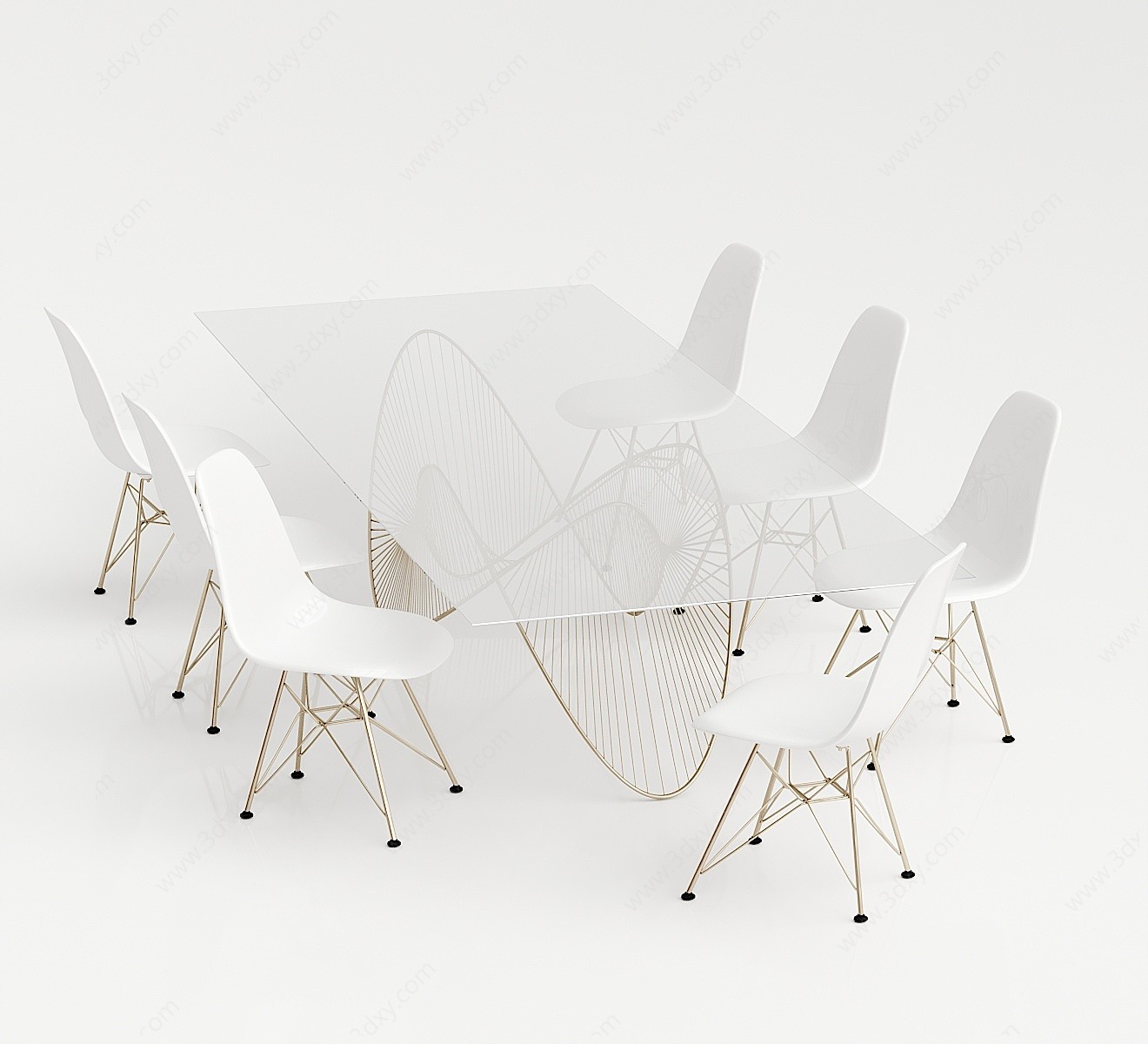 现代玻璃个性会议桌3D模型