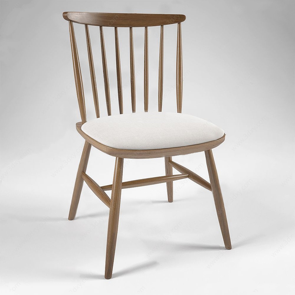 现代实木单椅3D模型