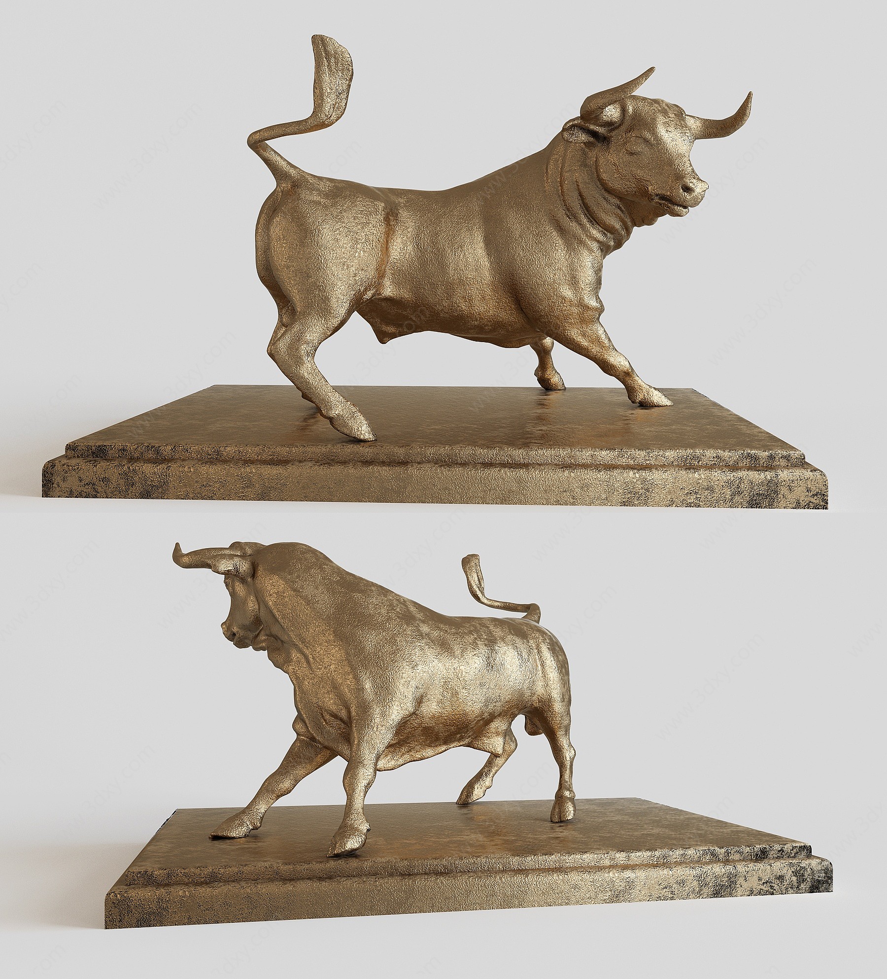 现代金属公牛雕像3D模型