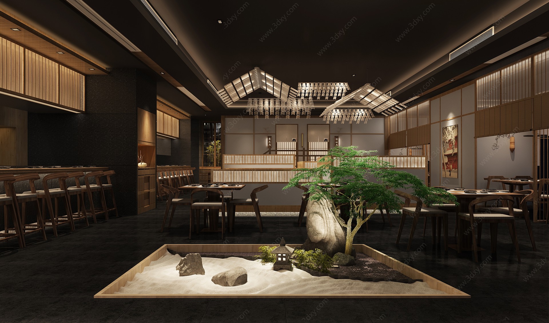 日式料理店大厅3D模型