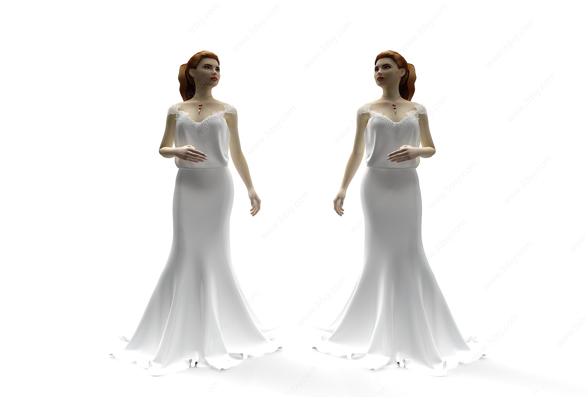 现代风格婚纱模特3D模型