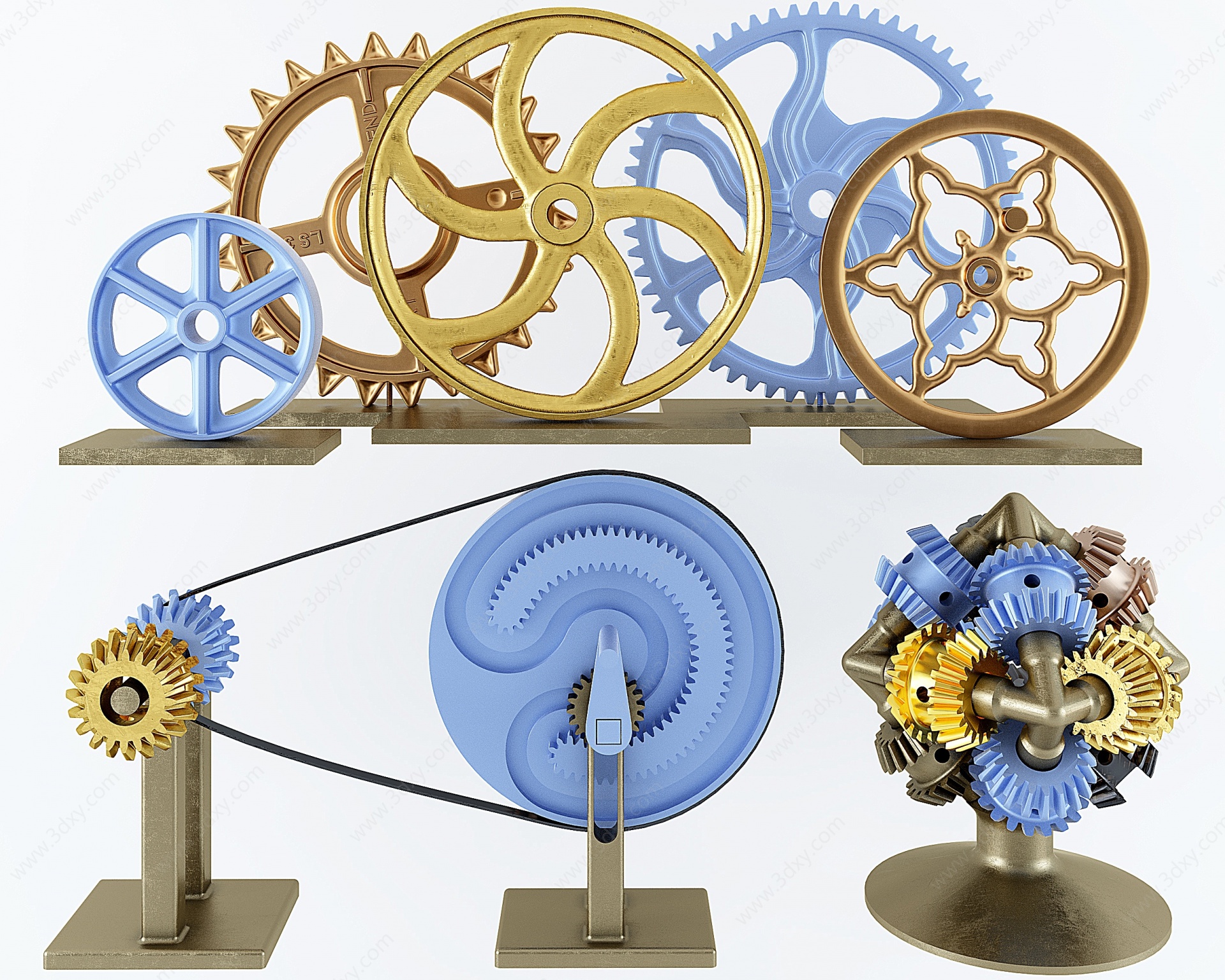 工业风齿轮创意摆件3D模型