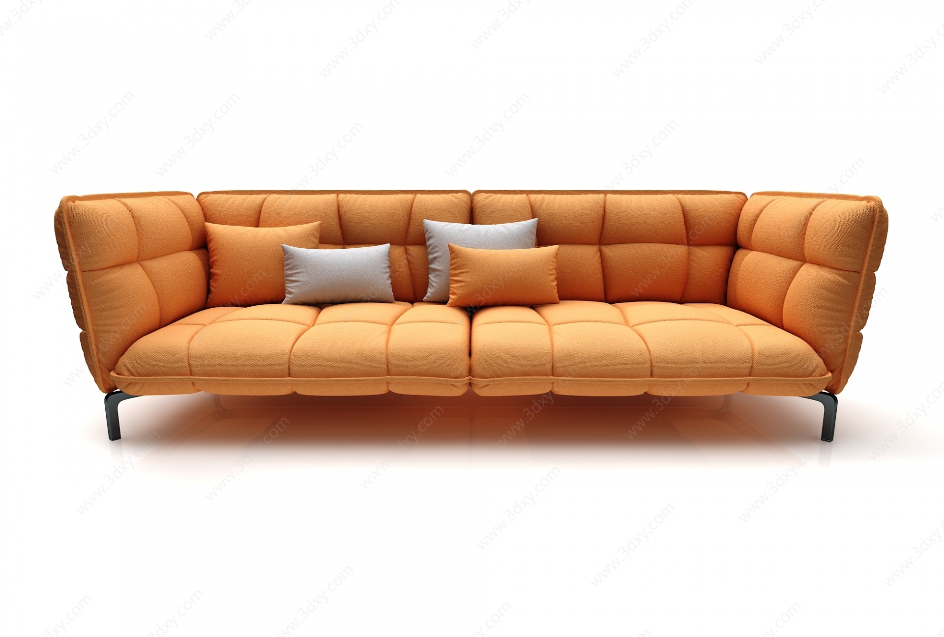 现代风格橙色双人沙发3D模型