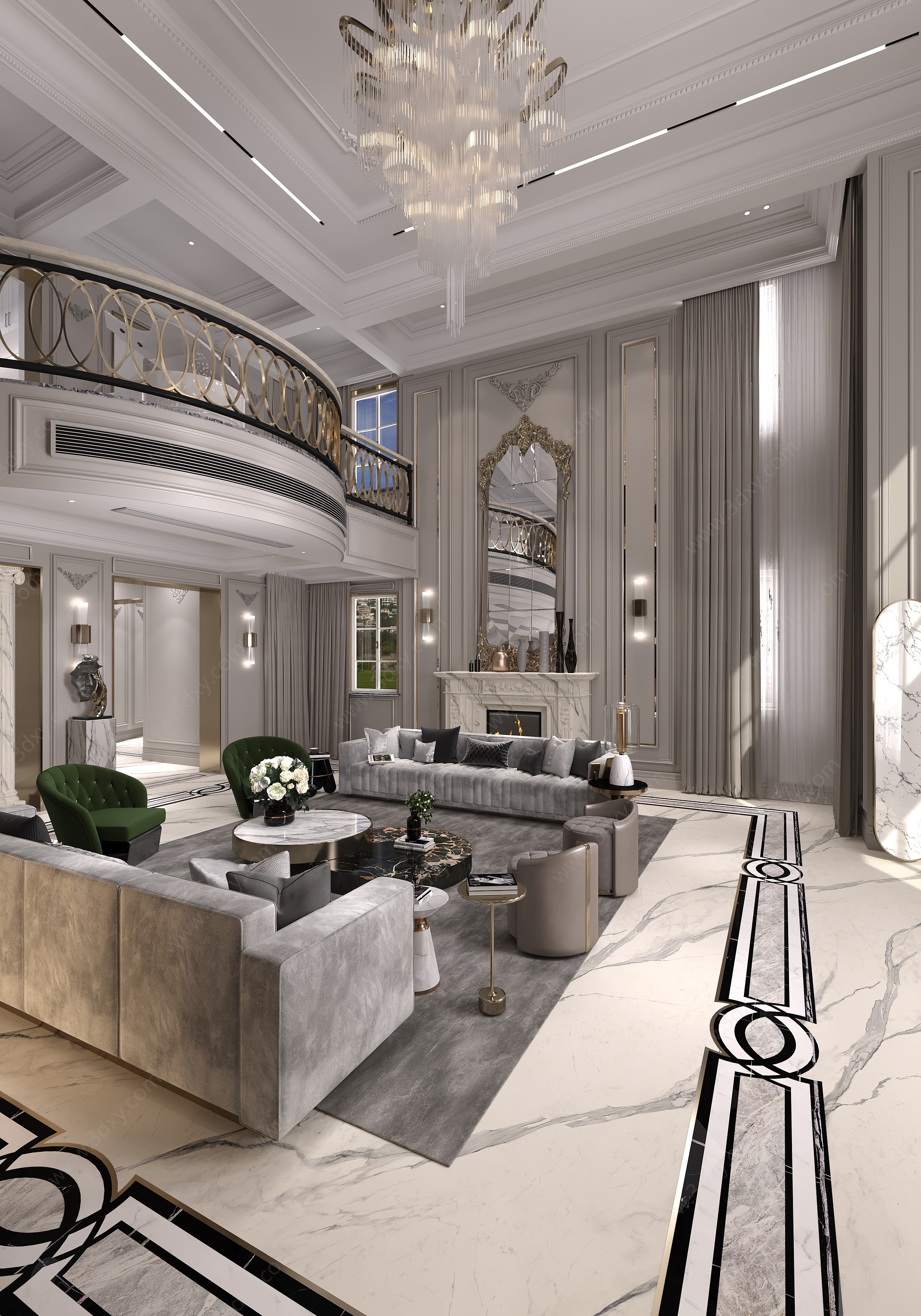 法式别墅客厅3D模型