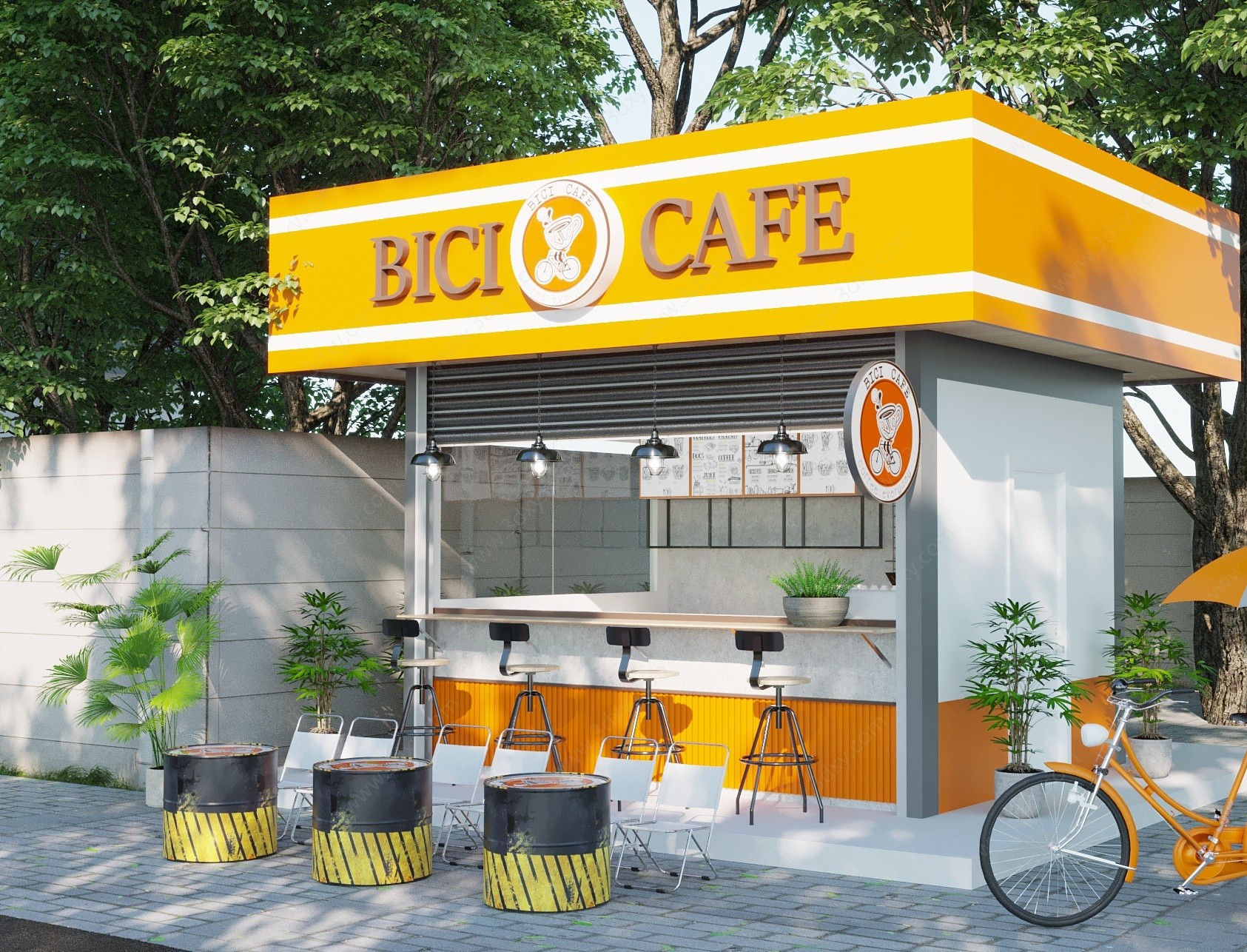 现代奶茶咖啡店3D模型