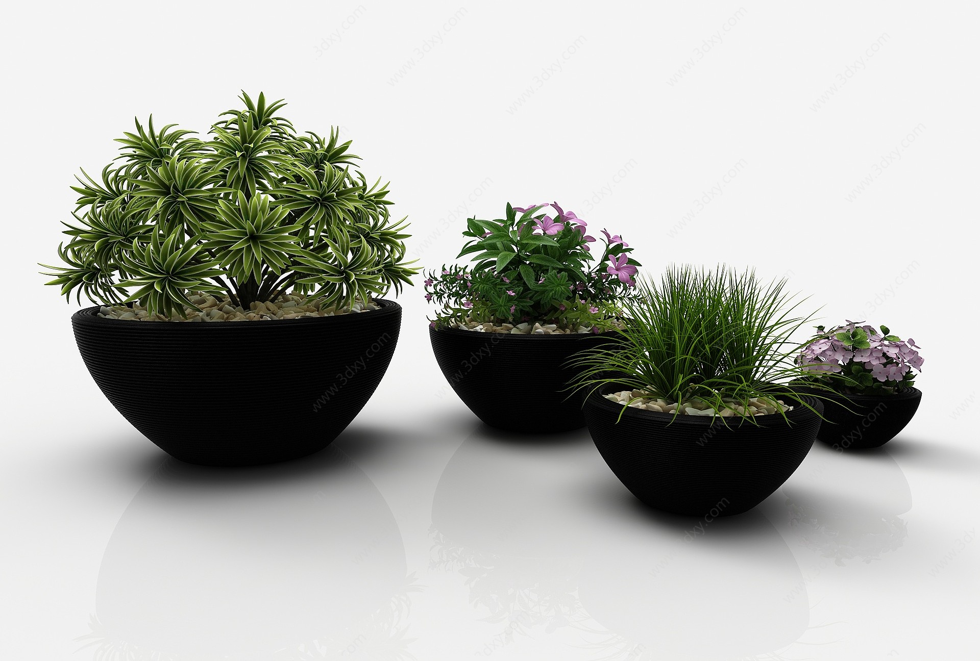 现代风格花坛植物3D模型