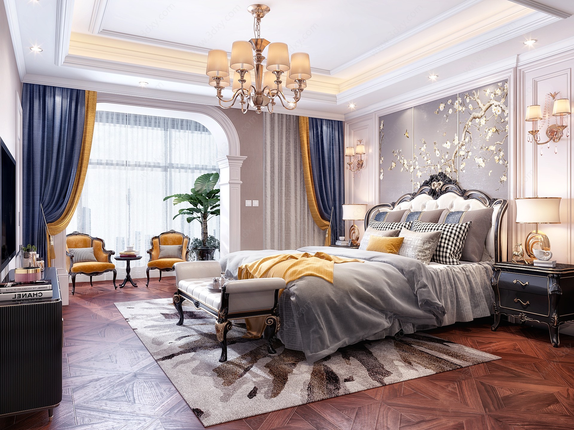 欧式古典奢华主卧室3D模型