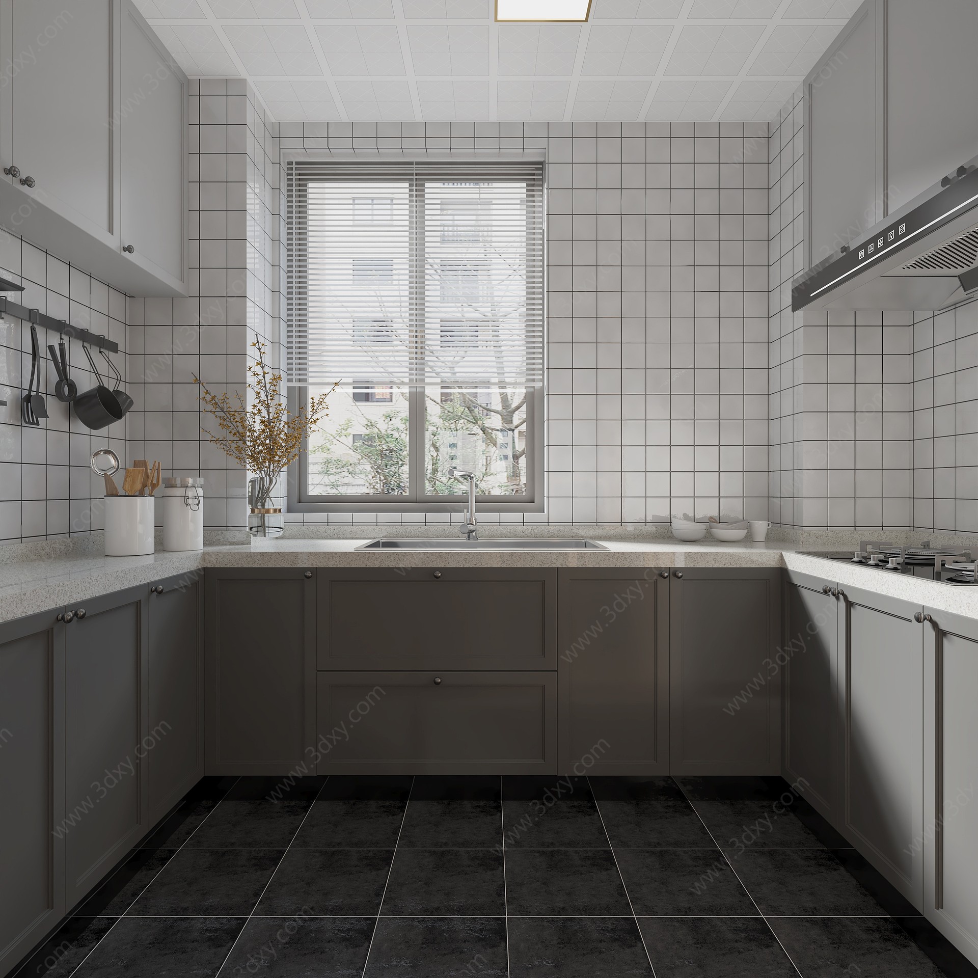 现代家居厨房橱柜3D模型