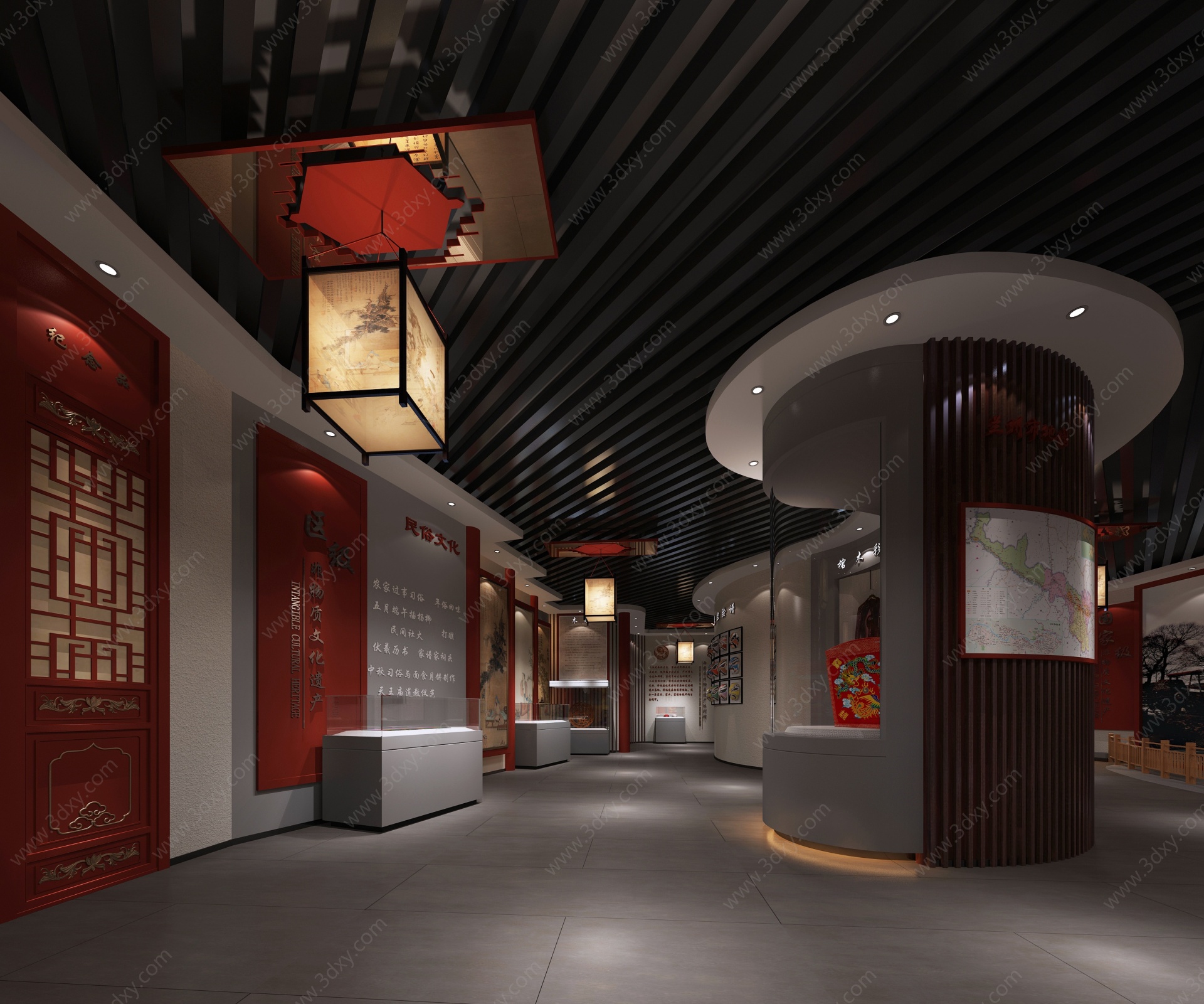 中式民俗文化展厅3D模型
