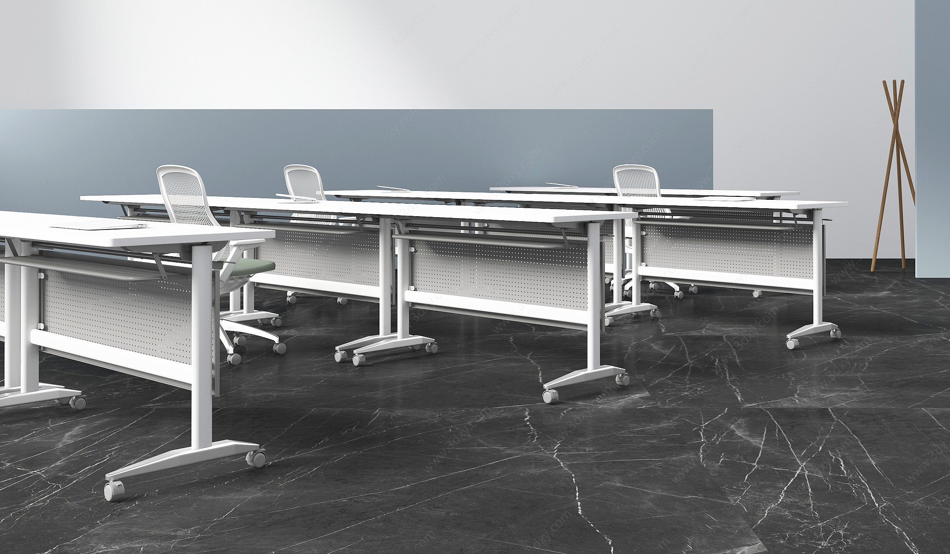 办公培训桌椅3D模型